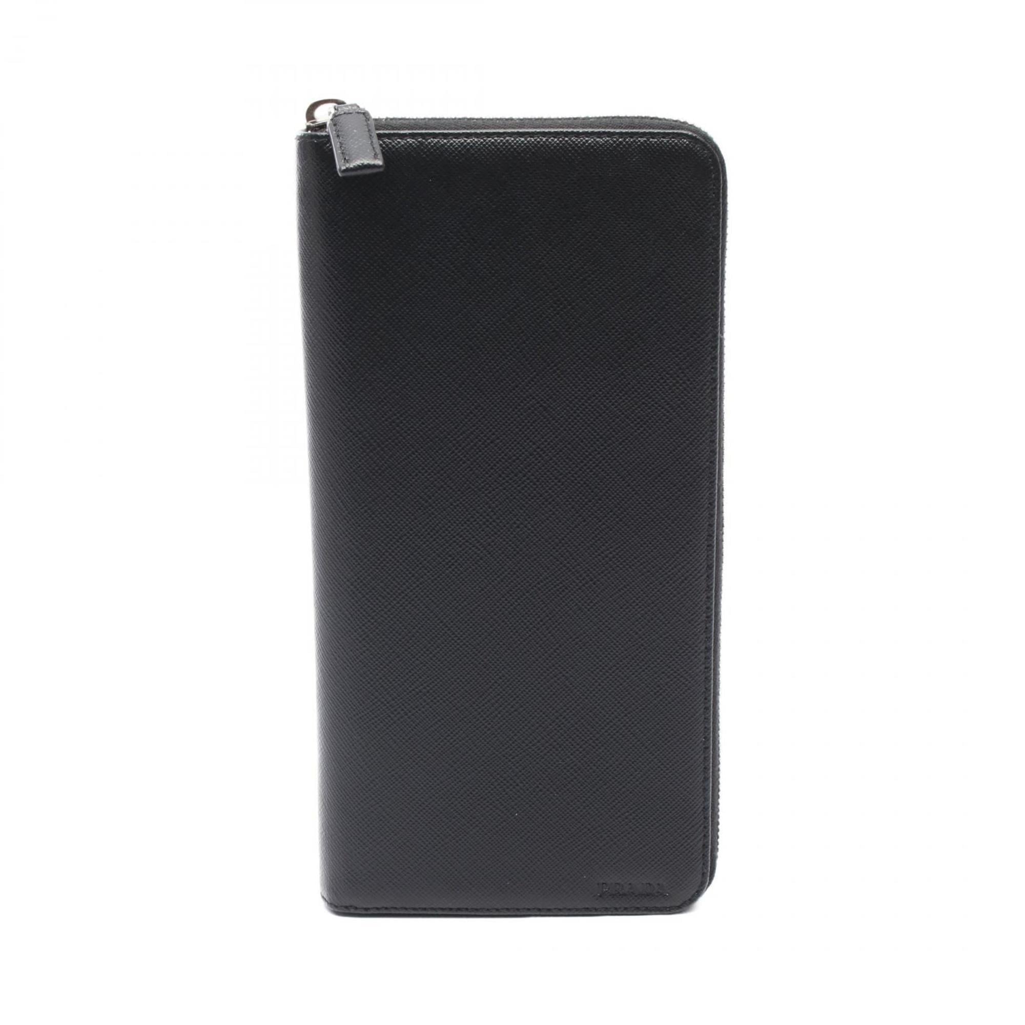 Prada Black Leather Long Wallet (Bi-Fold) (Pre-Owned)