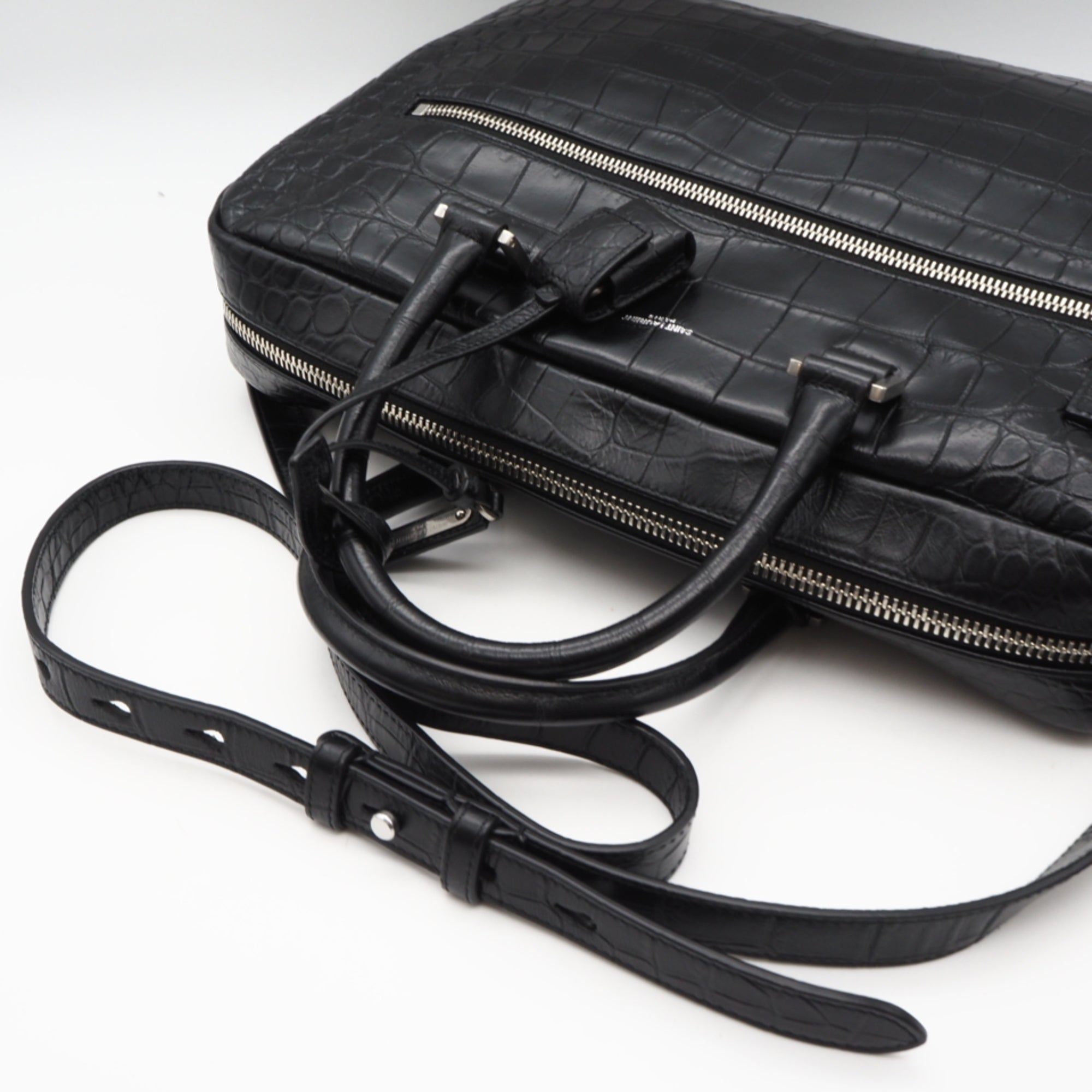 Yves Saint Laurent Sac De Jour Black Leather Briefcase (Pre-Owned)