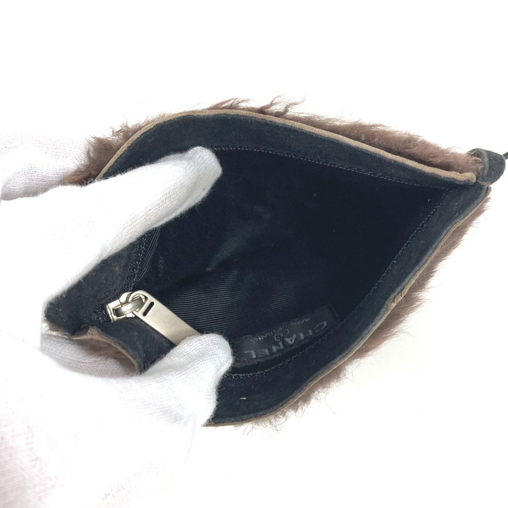 Chanel Black Brown Fur Shoulder Bag Tote Bag (Pre-Owned)