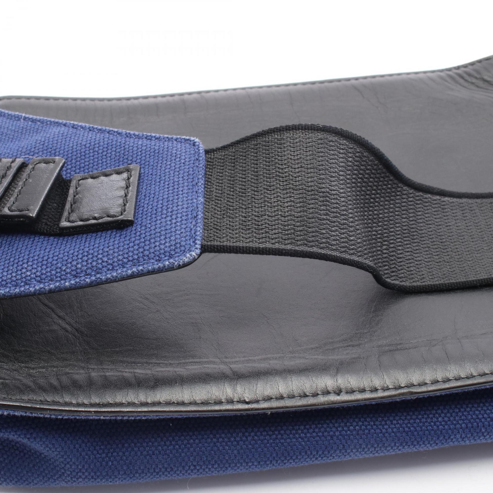 Balenciaga Black Navy Canvas Leather Fanny Pack (Pre-Owned)