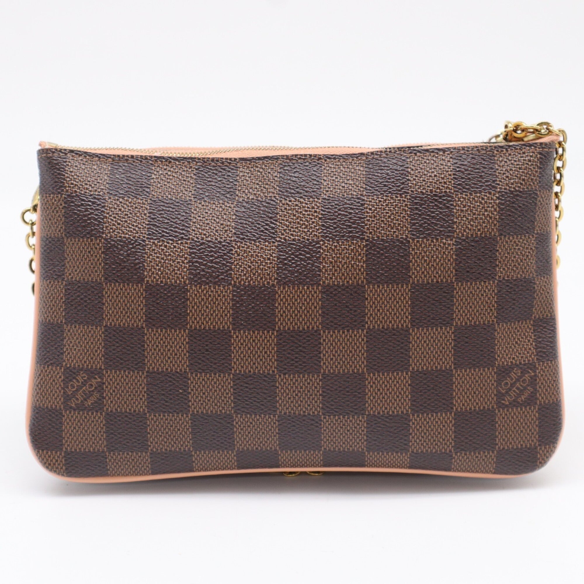 Louis Vuitton Beige Pink Brown Damier Canvas Galle Coated Canvas Leather Pochette Shoulder Bag (Pre-Owned)