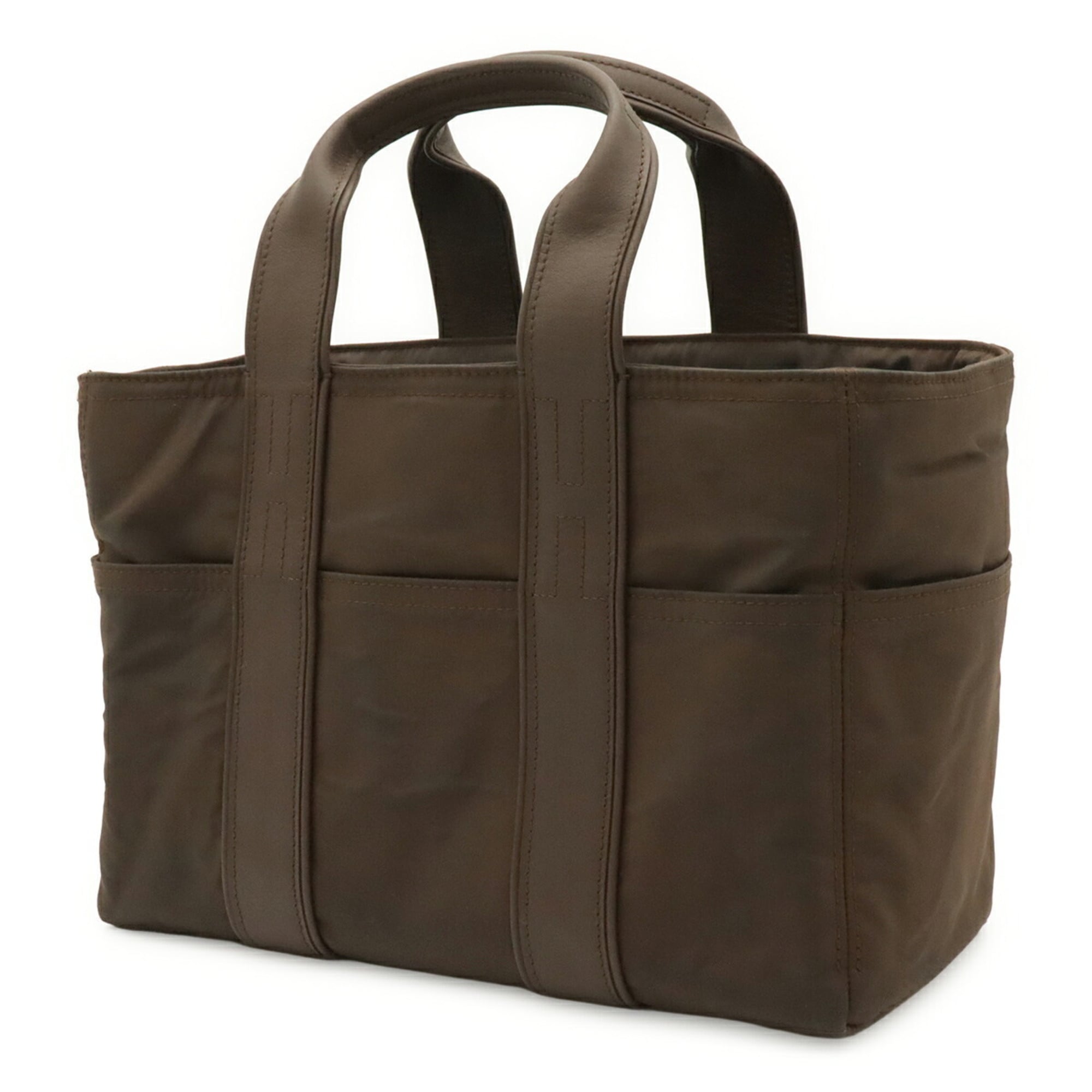 Hermes Dark Brown Nylon Handbag Tote Bag (Pre-Owned)