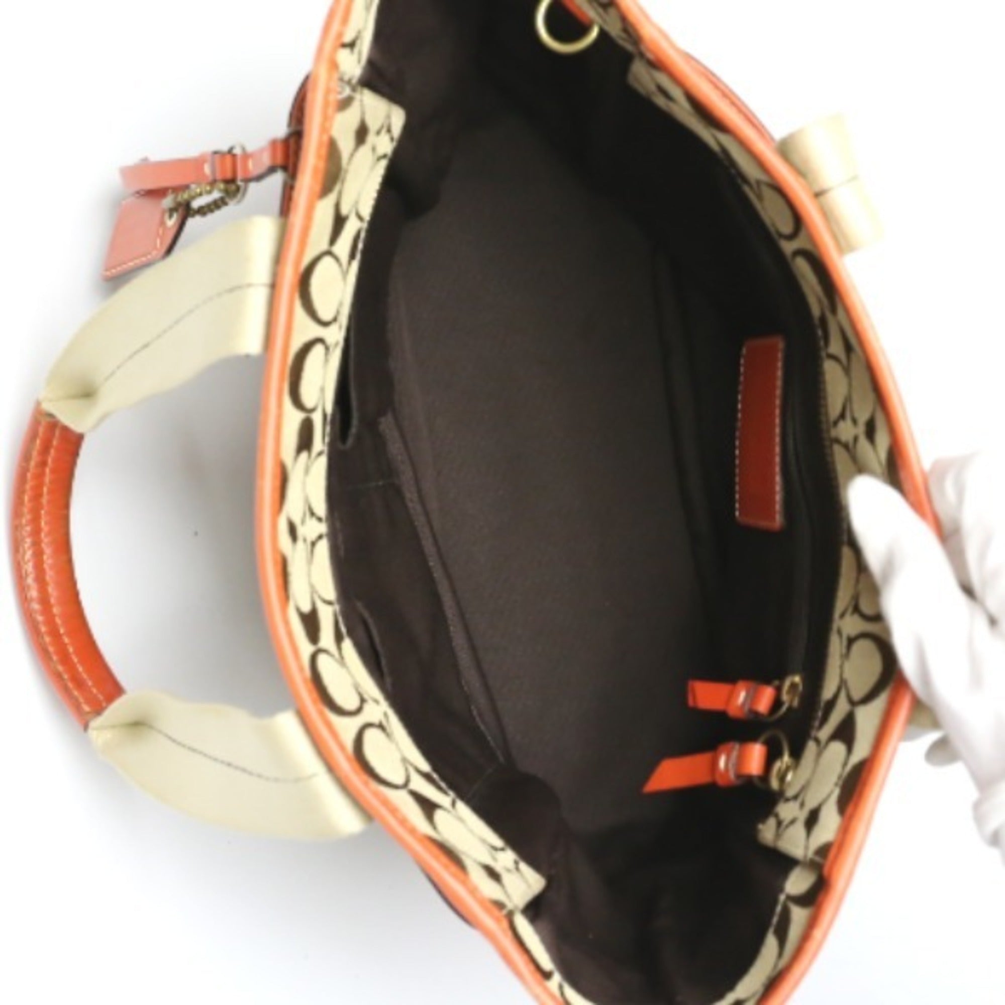 Coach Orange Signature Line Tote Bag (Pre-Owned)