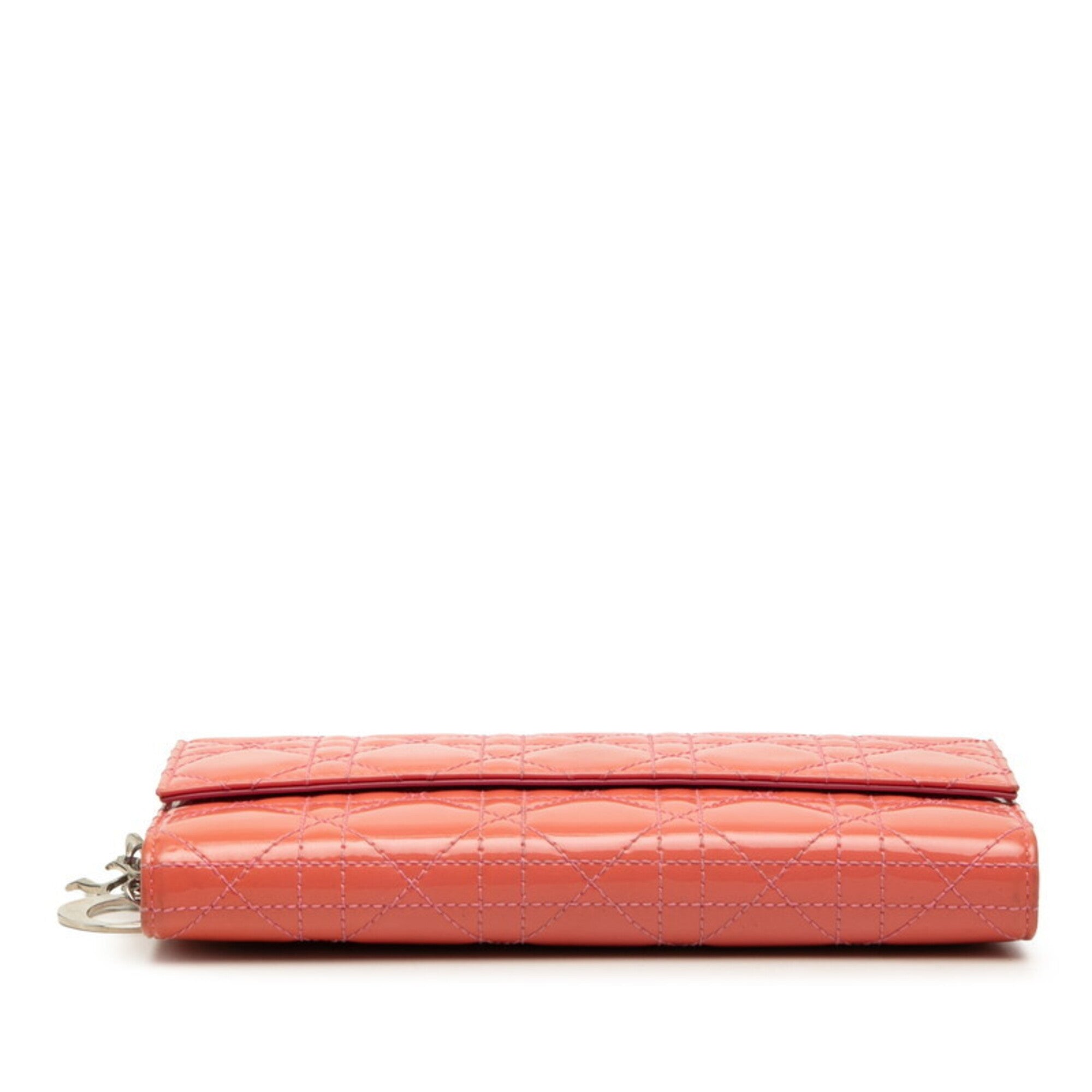 Christian Dior Pink Patent Leather Long Wallet (Bi-Fold) (Pre-Owned)