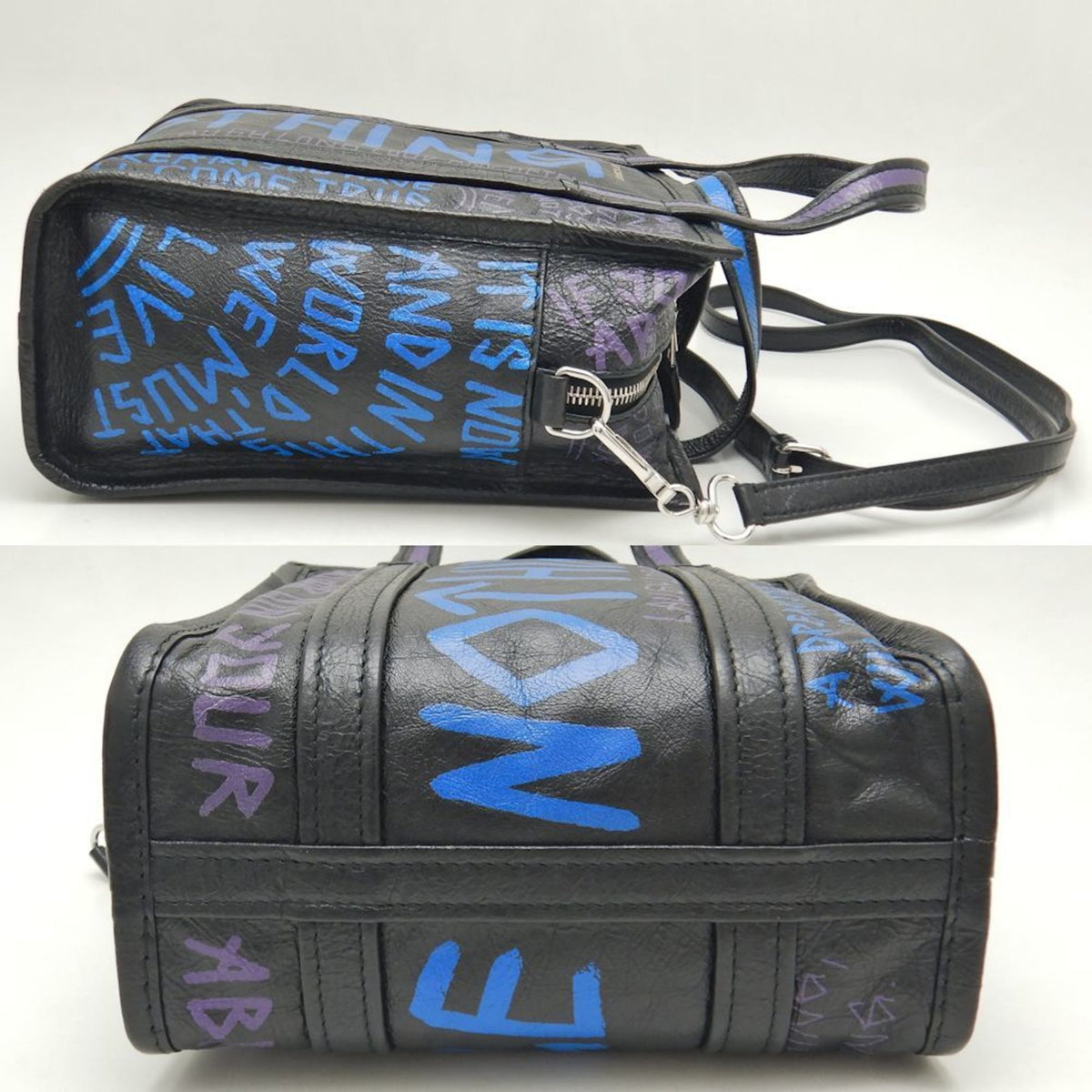 Balenciaga Black Blue Leather Handbag (Pre-Owned)