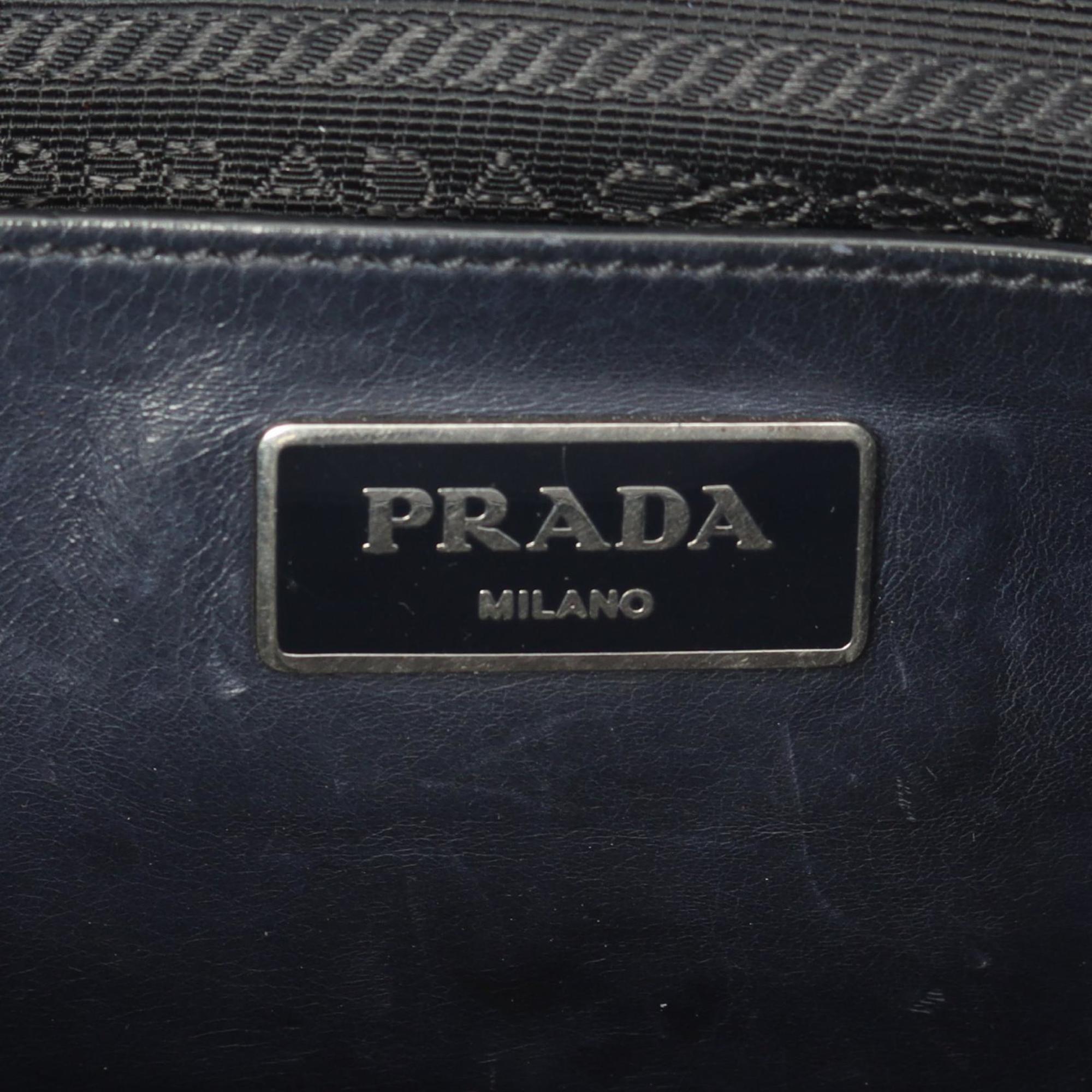 Prada Navy Leather Handbag Tote Bag (Pre-Owned)