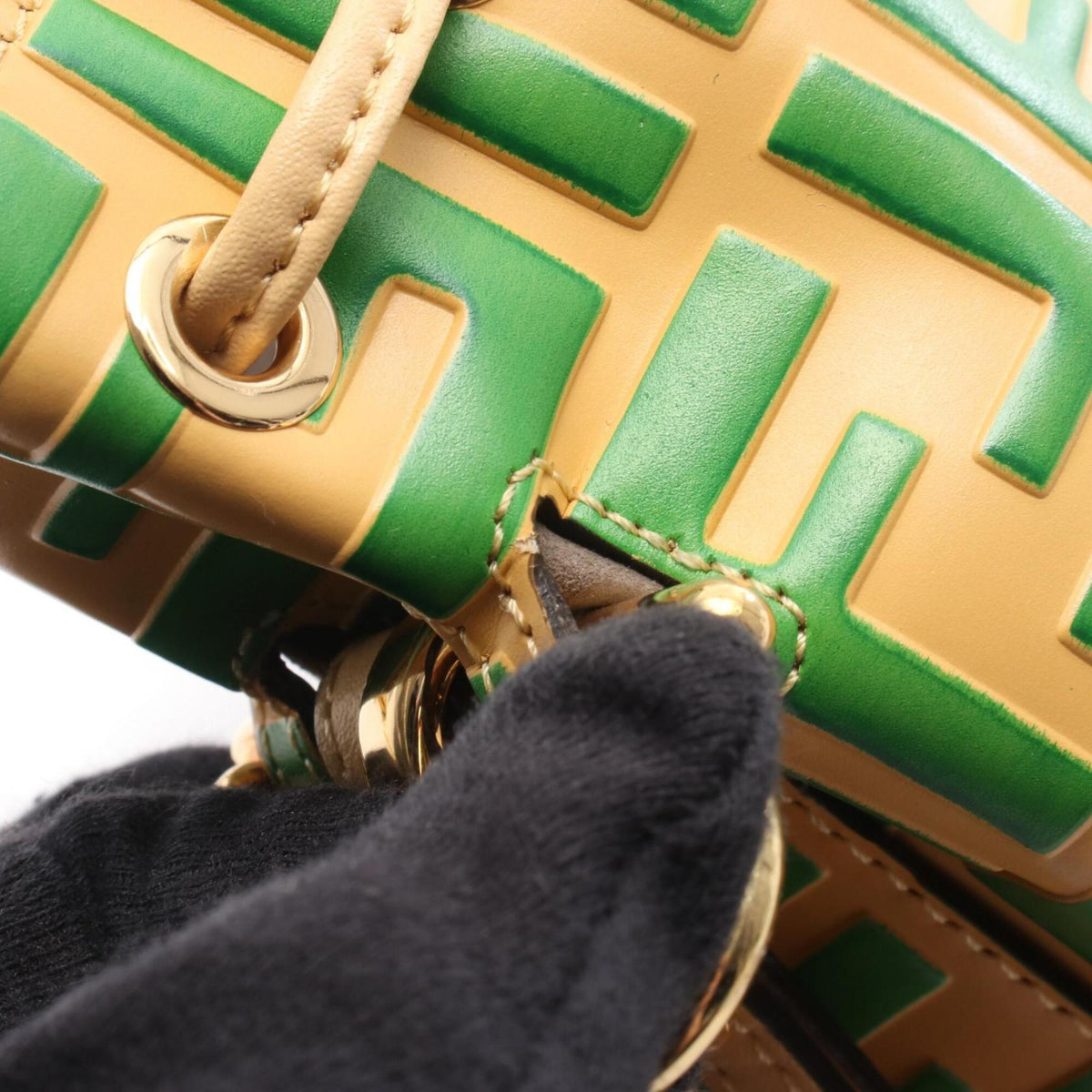 Fendi Green Yellow Leather Handbag (Pre-Owned)