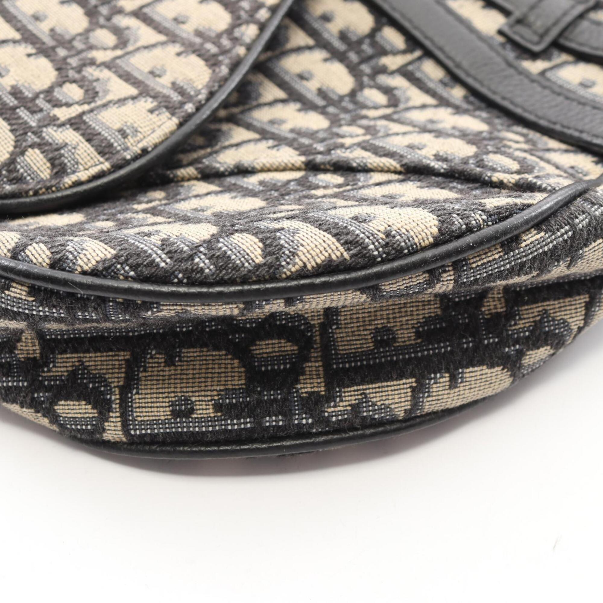 Christian Dior Beige Navy Canvas Leather Fanny Pack Handbag Saddle Bag (Pre-Owned)