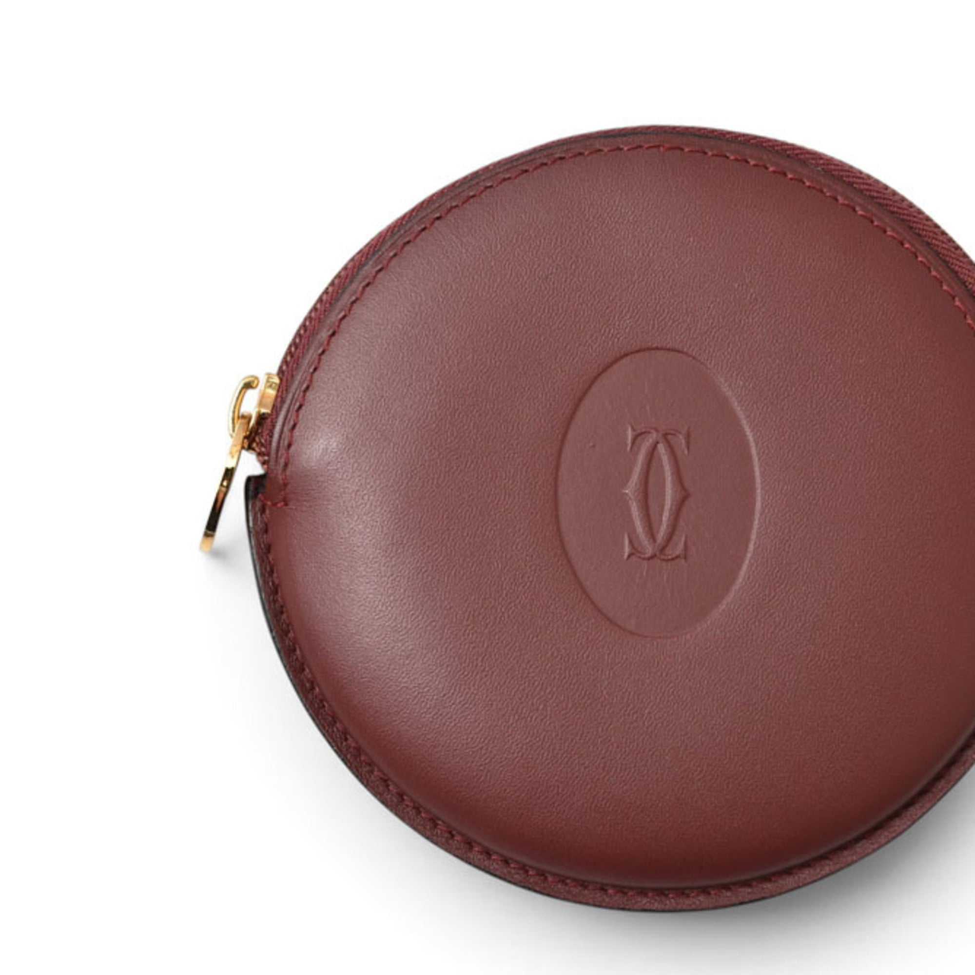 Cartier Bordeaux Leather Coin Purse/Coin Case (Pre-Owned)
