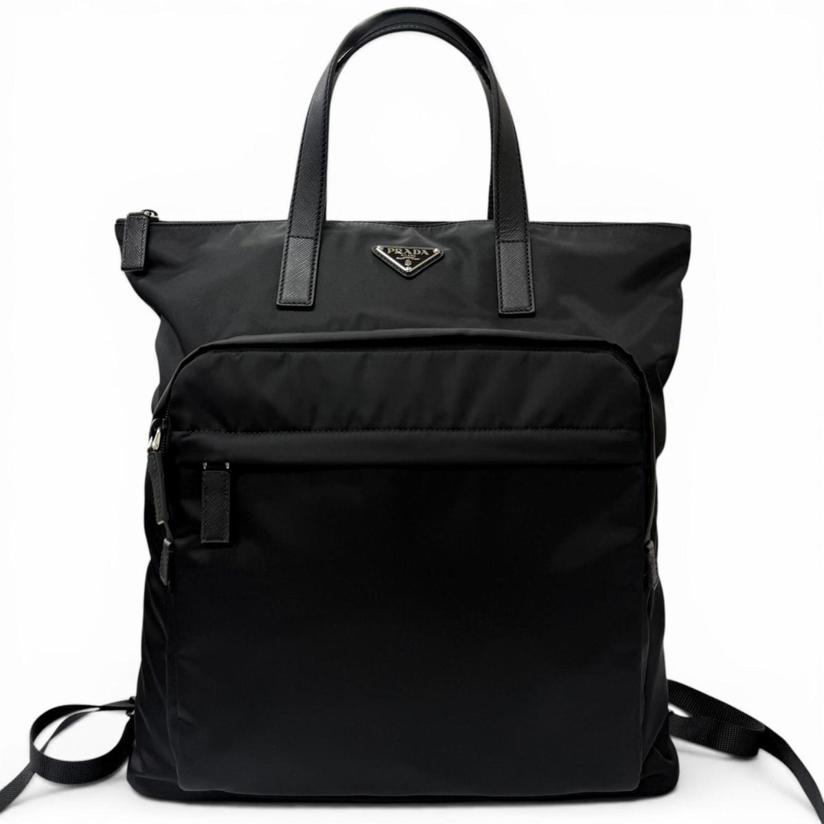 Prada Black Polyamide Leather Tote Bag (Pre-Owned)