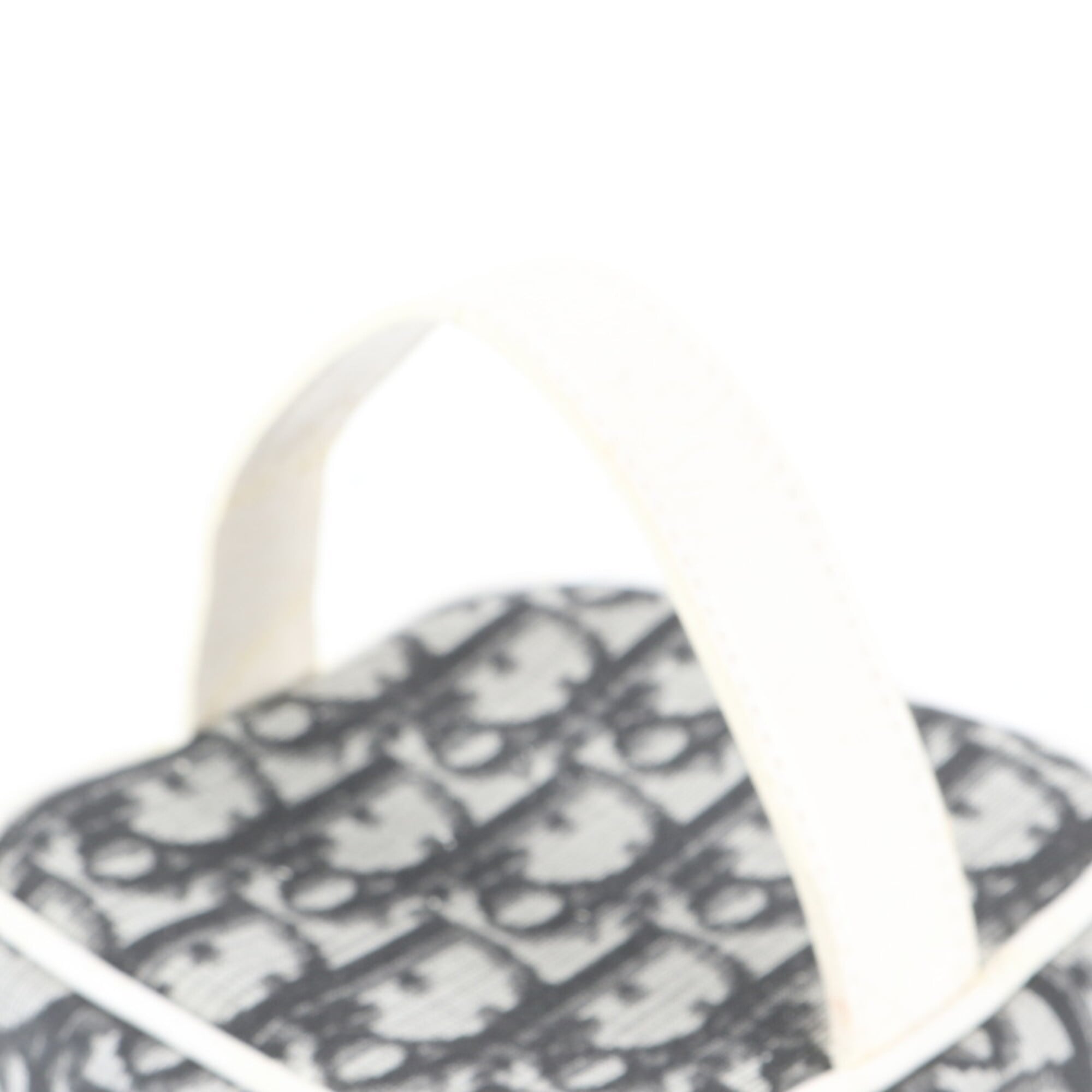 Christian Dior Gray White Leather Coated Canvas Handbag Tote Bag (Pre-Owned)