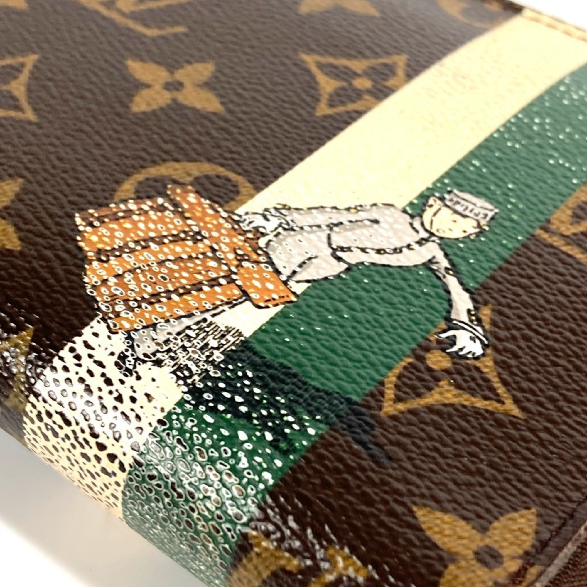 Louis Vuitton Brown Green Monogram Long Wallet (Bi-Fold) (Pre-Owned)