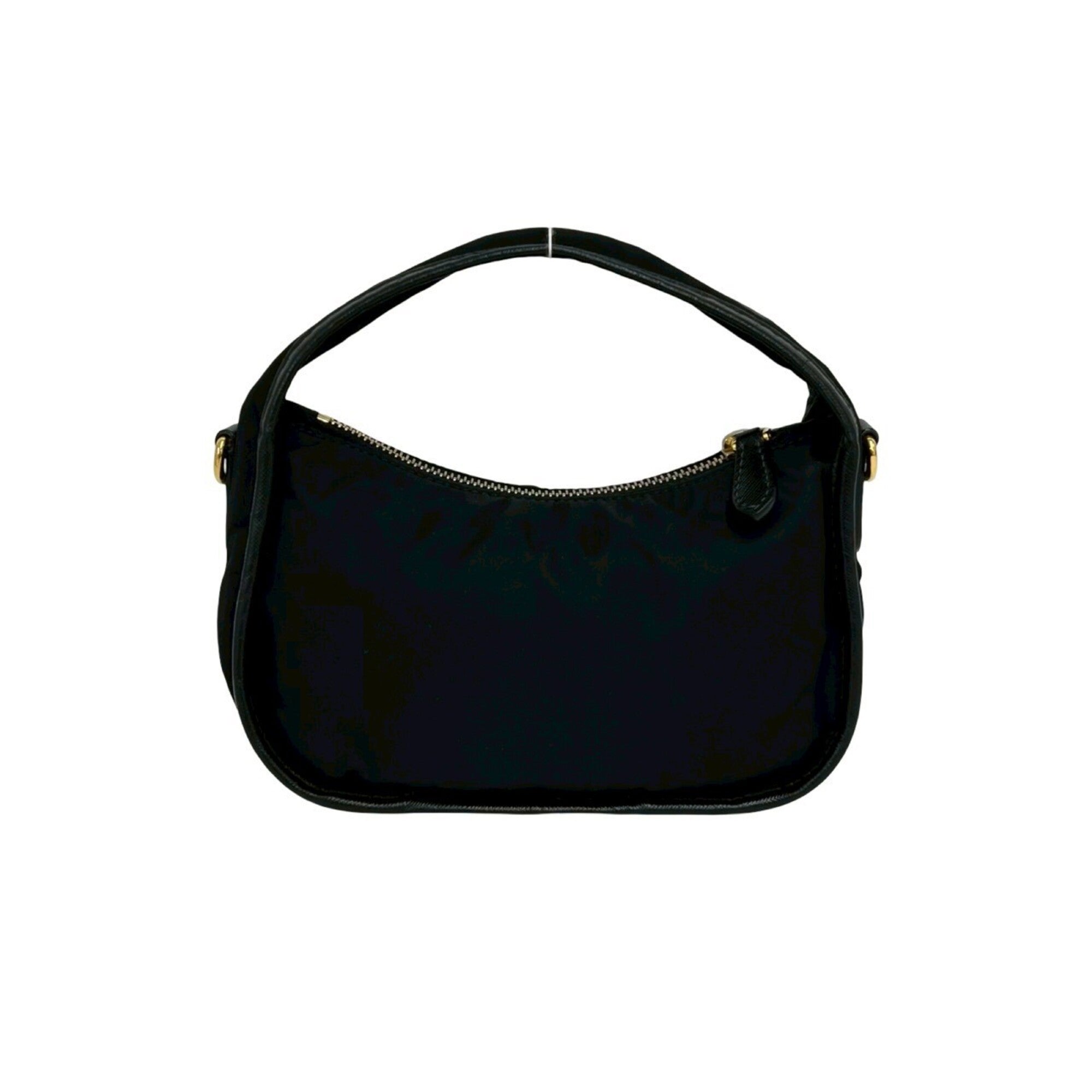 Prada Black Nylon Leather Handbag Shoulder Bag (Pre-Owned)