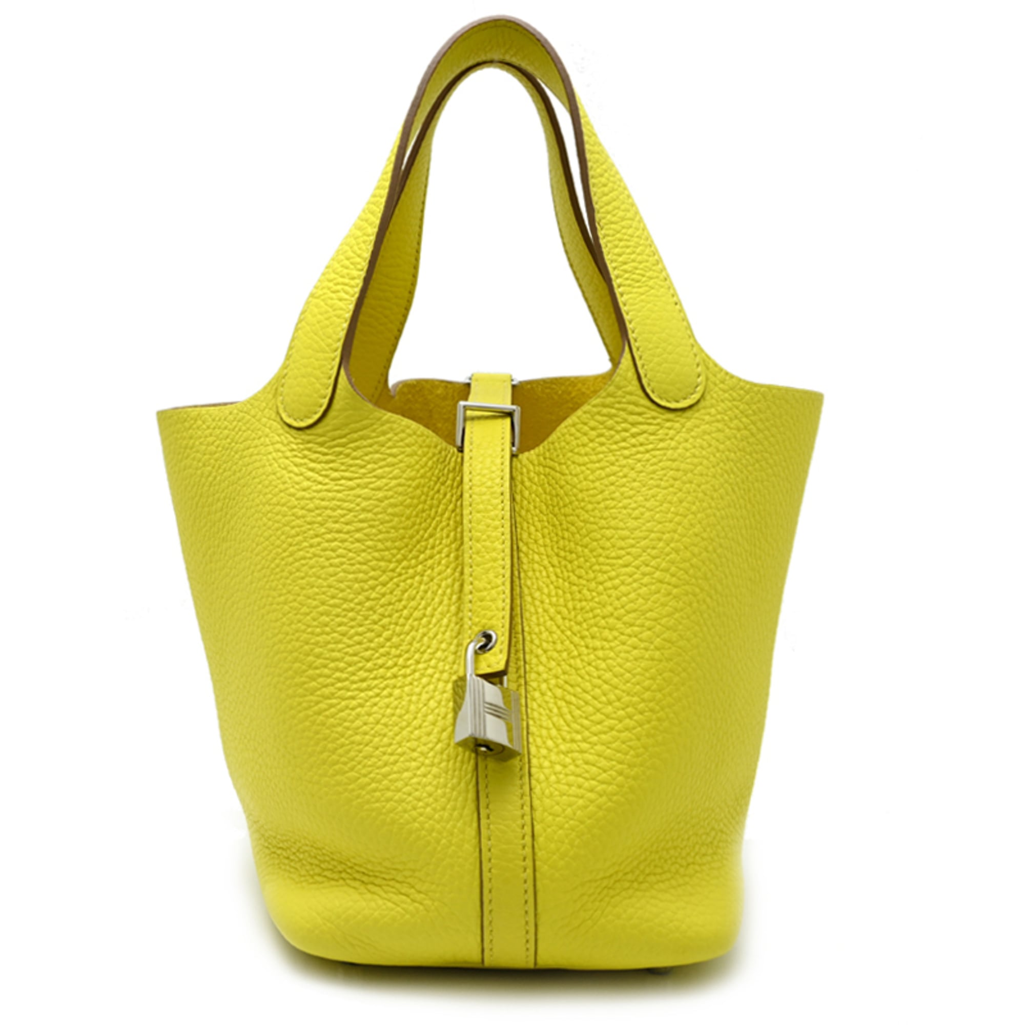 Hermes Lime Yellow Taurillon Clemence Leather Handbag (Pre-Owned)