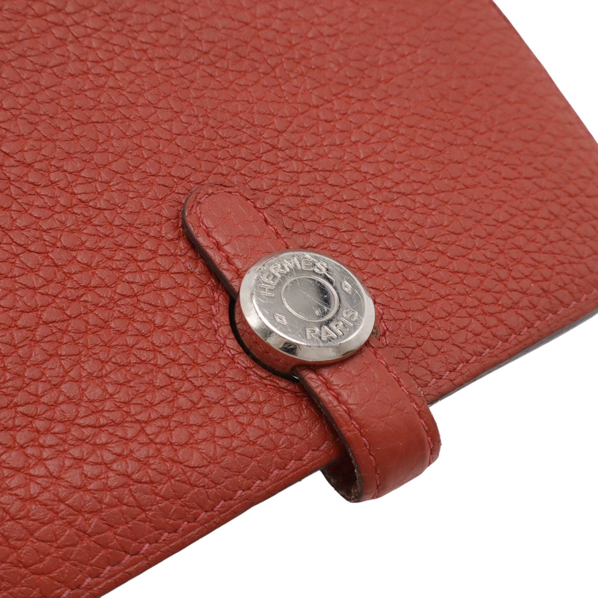 Hermes Red Color Red Brown Togo Leather Coin Purse/Coin Case (Pre-Owned)