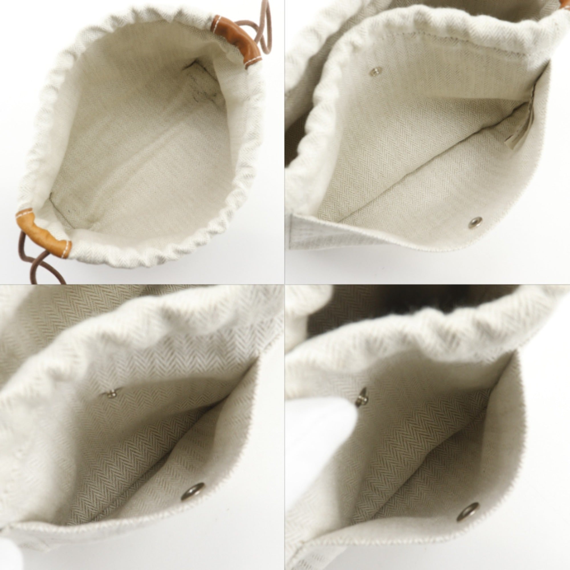 Hermes Beige Toile Chevron Pouch (Pre-Owned)