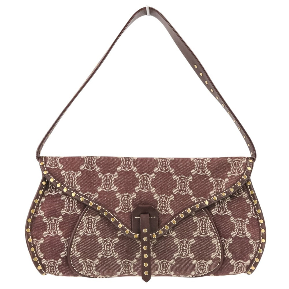 Celine Bordeaux Brown Canvas Leather Handbag Shoulder Bag (Pre-Owned)