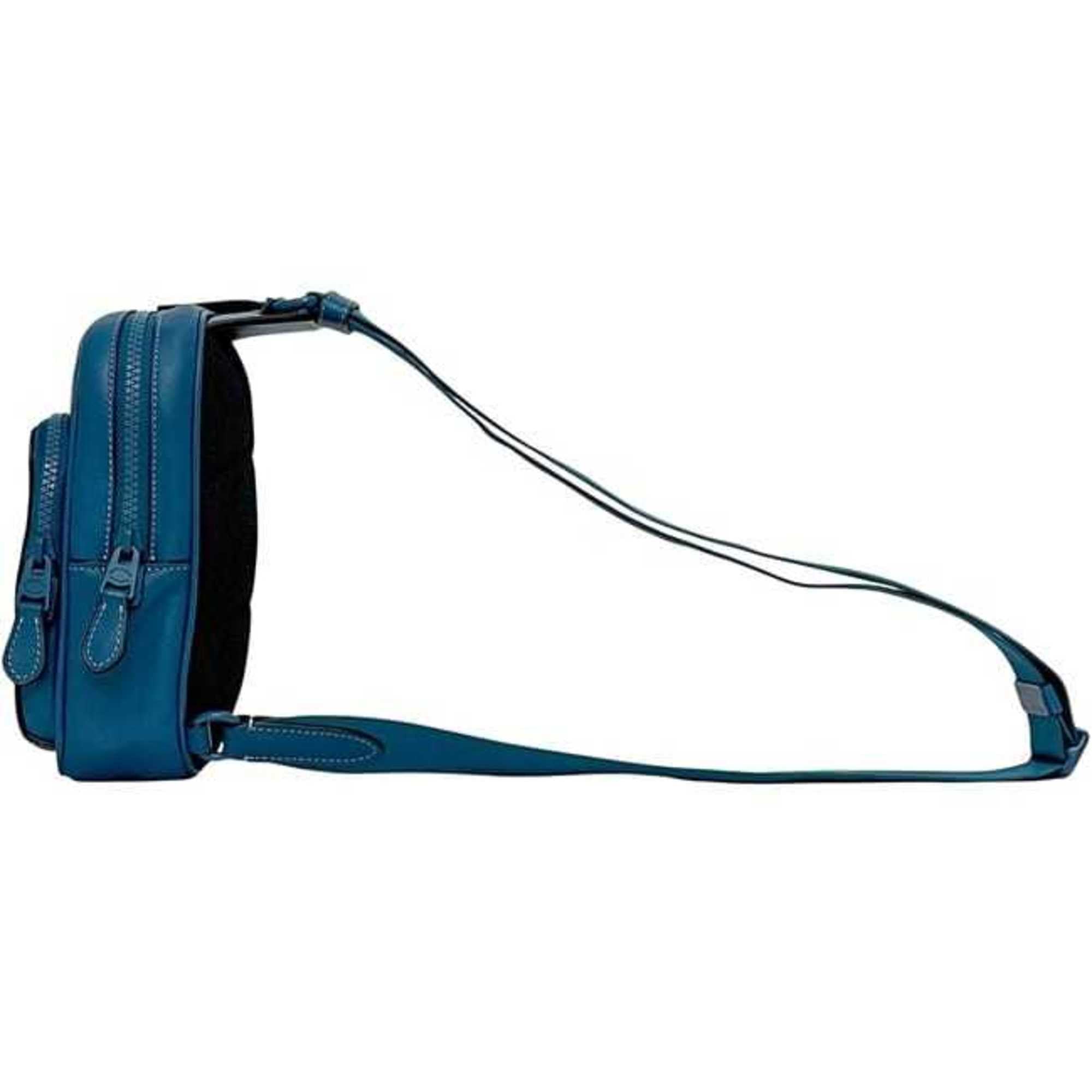 Coach Signature Blue Leather Shoulder Bag Sling Bag (Pre-Owned)