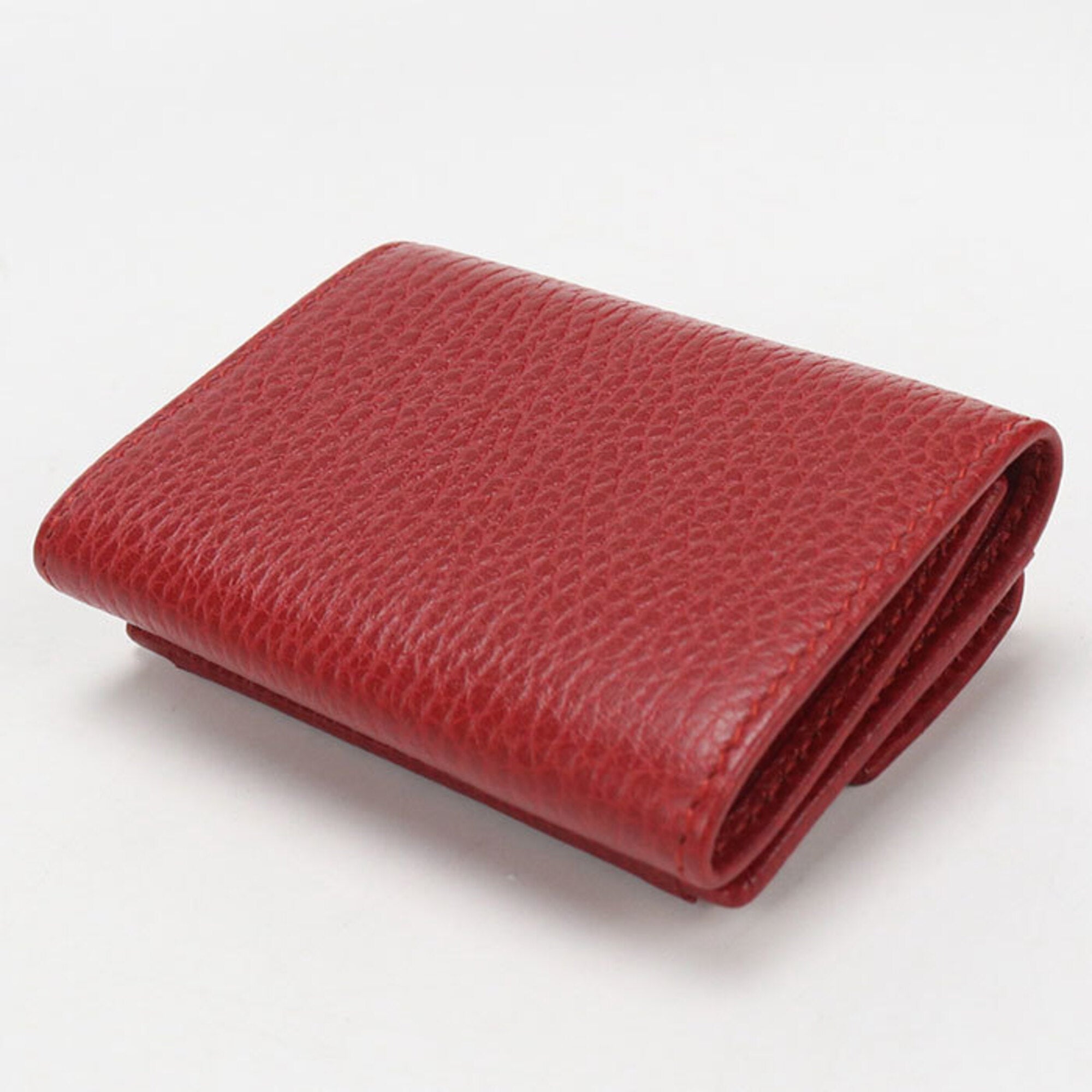 Gucci Red Color Leather Wallet (Tri-Fold) (Pre-Owned)