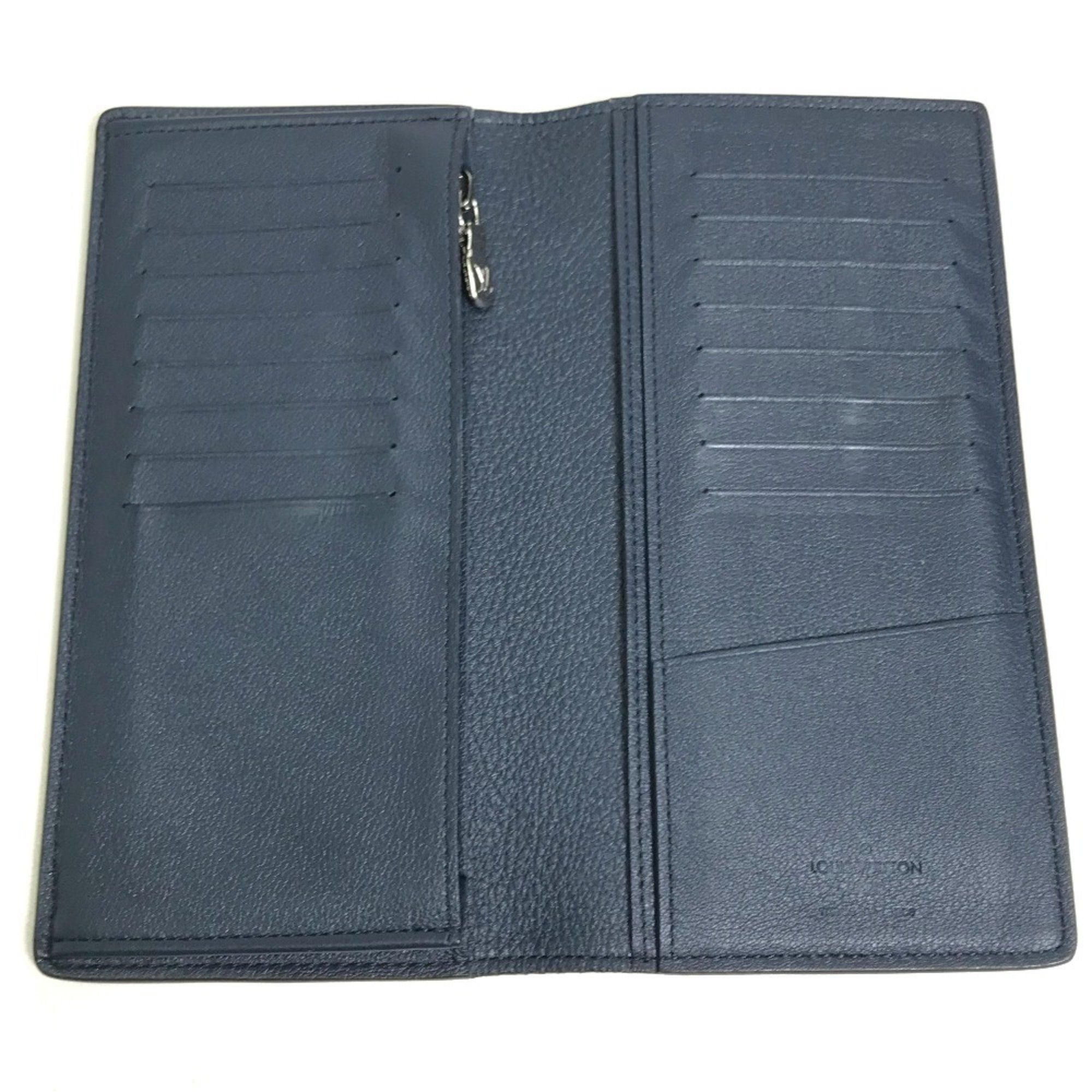 Louis Vuitton Navy Leather Long Wallet (Bi-Fold) (Pre-Owned)