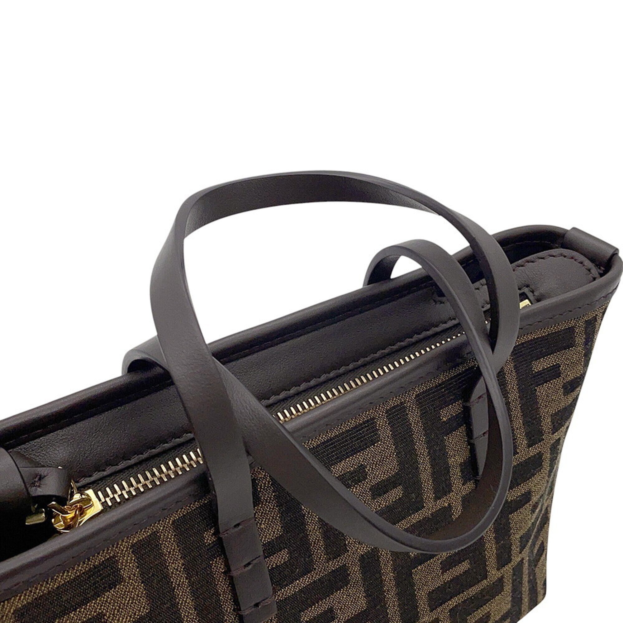Fendi Brown Canvas Leather Handbag Shoulder Bag (Pre-Owned)