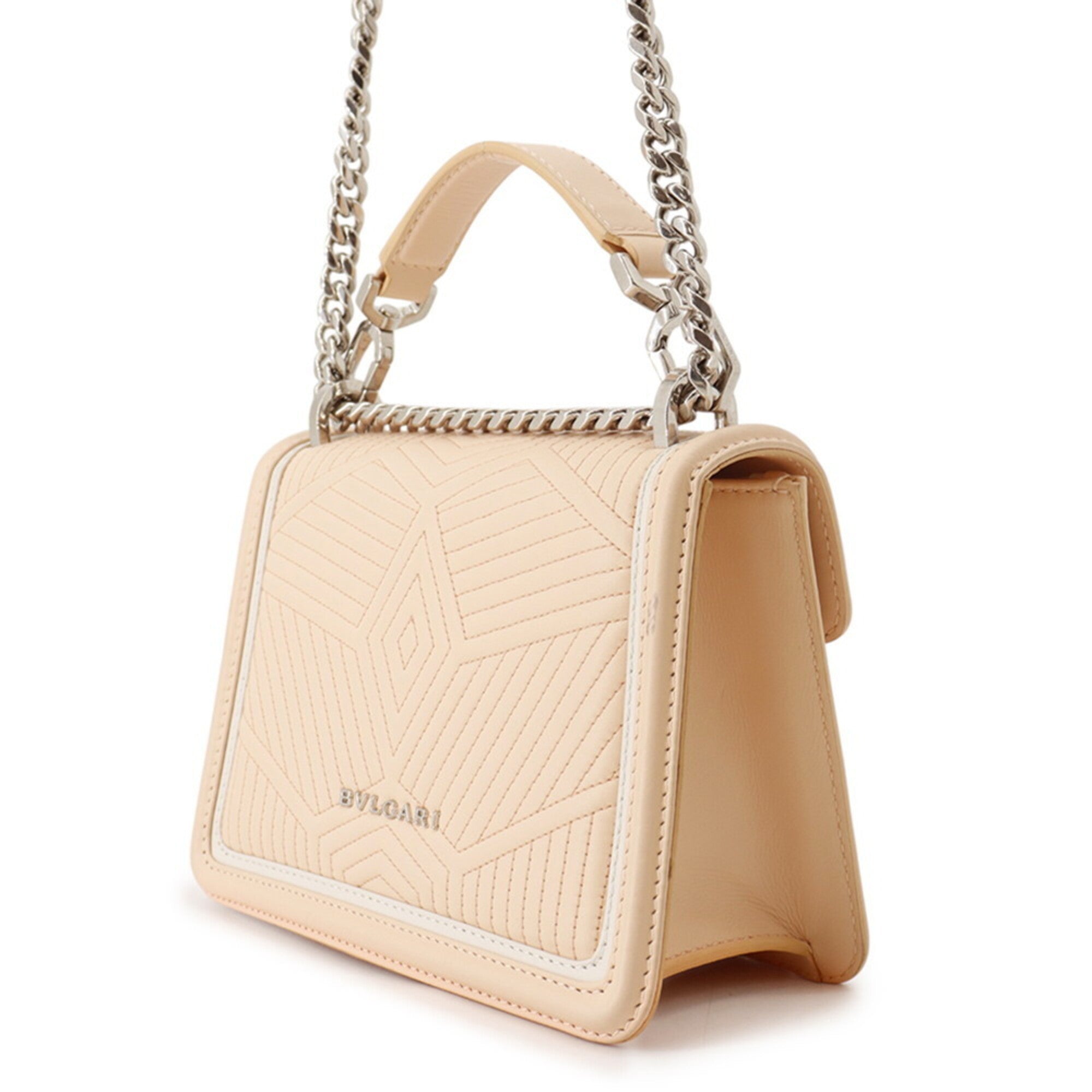 Bvlgari Light Pink Leather Handbag Shoulder Bag (Pre-Owned)