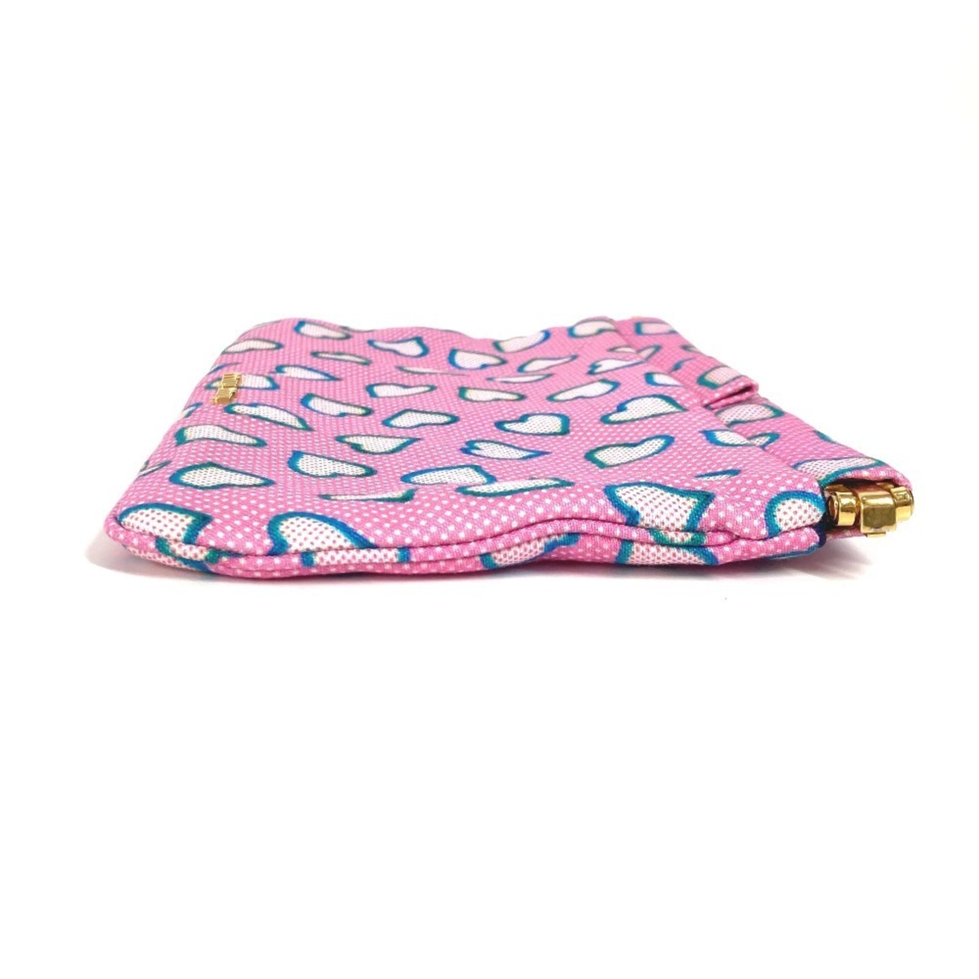 Miu Miu Blue Pink Nylon Leather Clutch Bag Pouch (Pre-Owned)