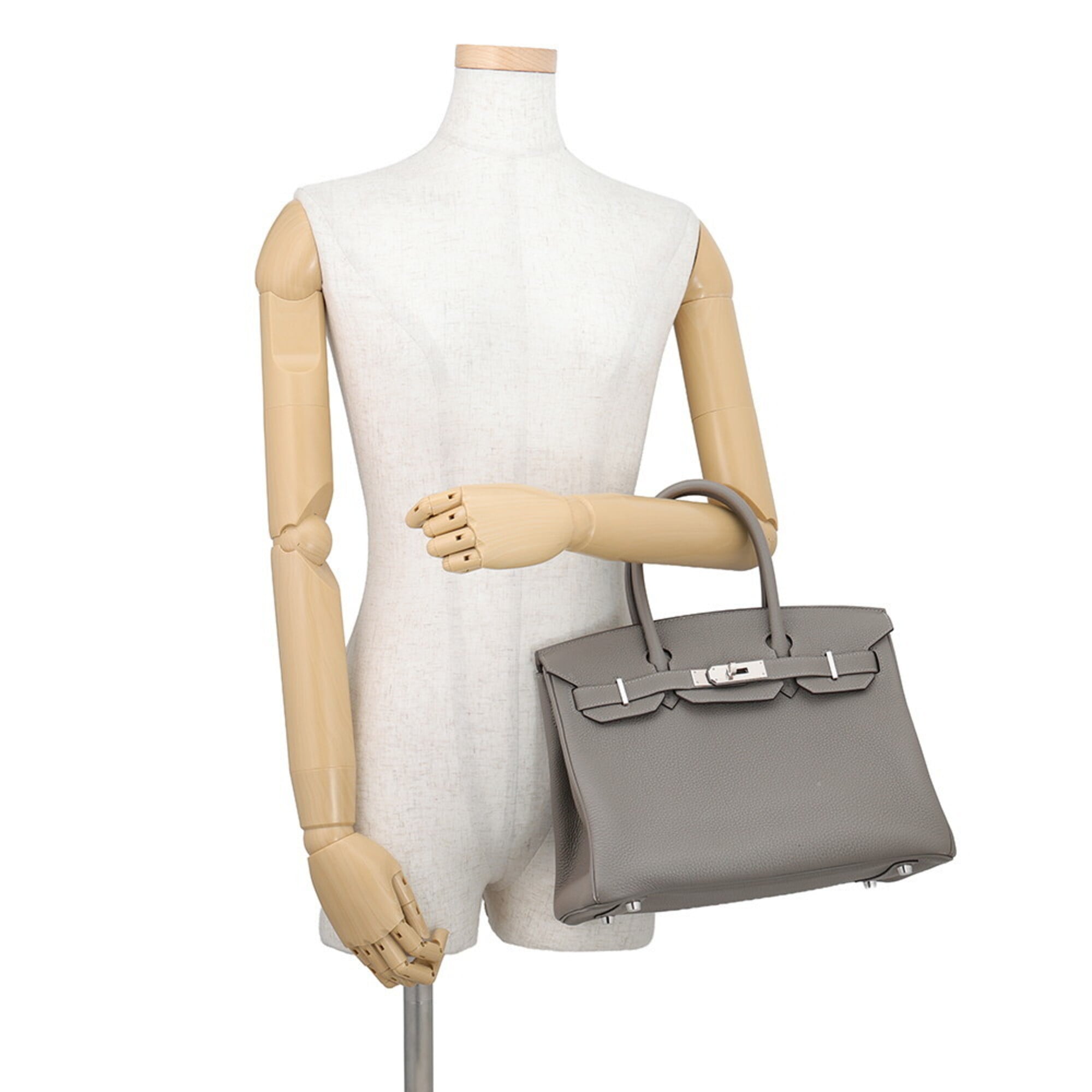 Hermes Birkin Silver Togo Leather Handbag (Pre-Owned)