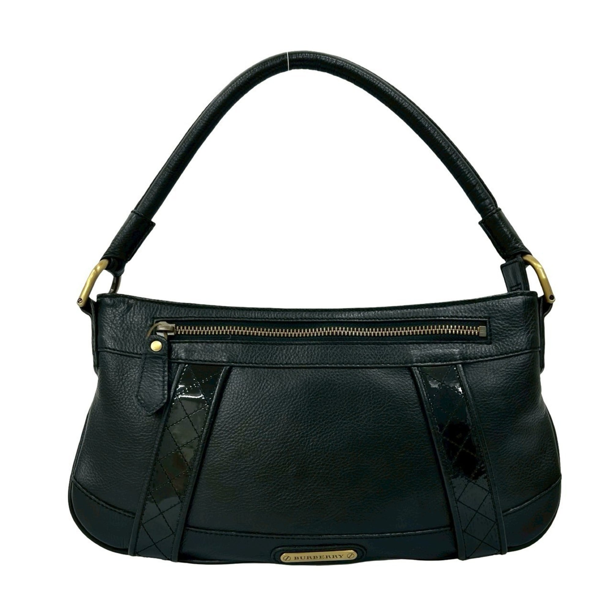 Burberry Black Leather Handbag Shoulder Bag (Pre-Owned)