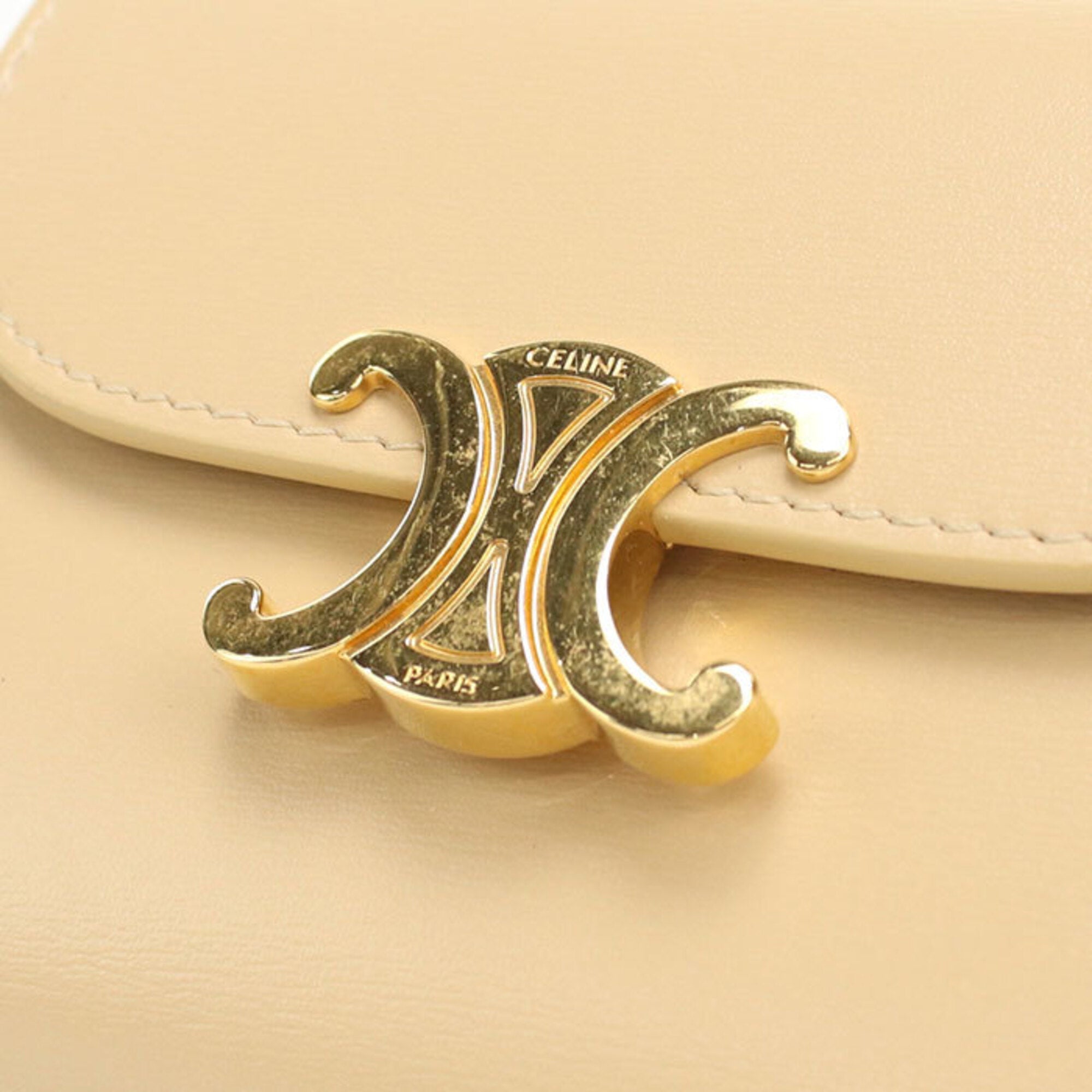 Celine Beige Leather Wallet (Tri-Fold) (Pre-Owned)