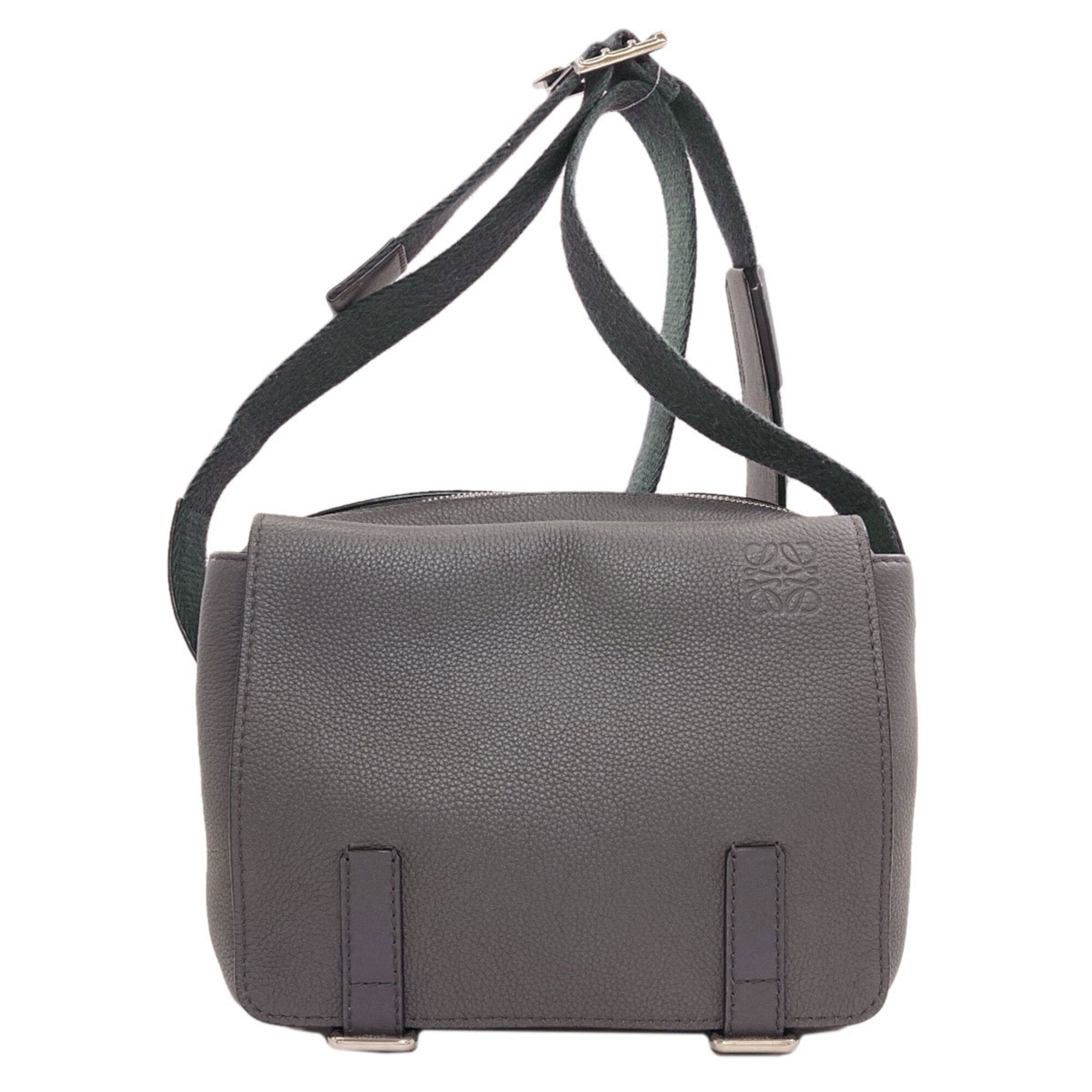 Loewe Gray Leather Messenger Bag Shoulder Bag (Pre-Owned)