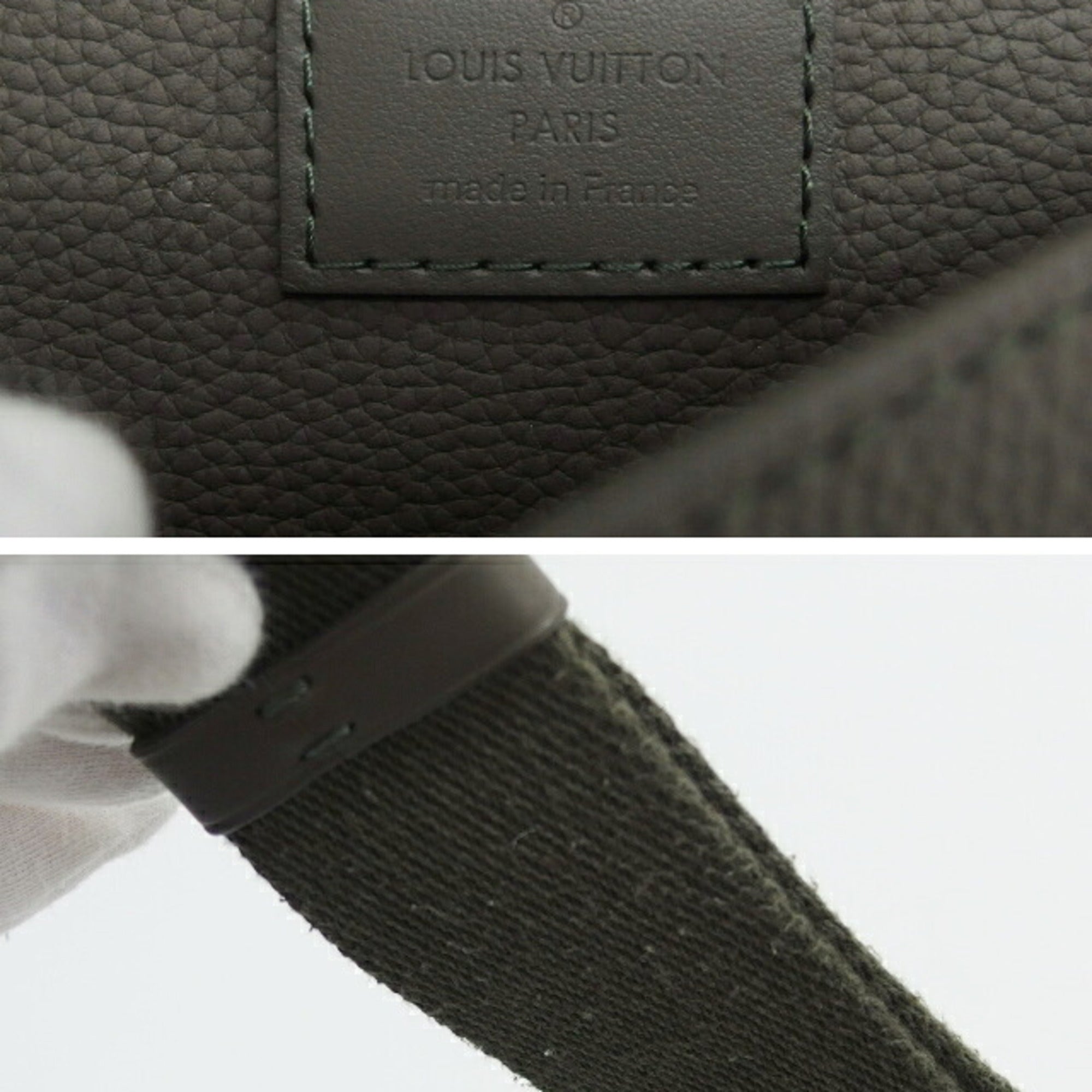 Louis Vuitton Moss Green Leather Shoulder Bag Sling Bag (Pre-Owned)