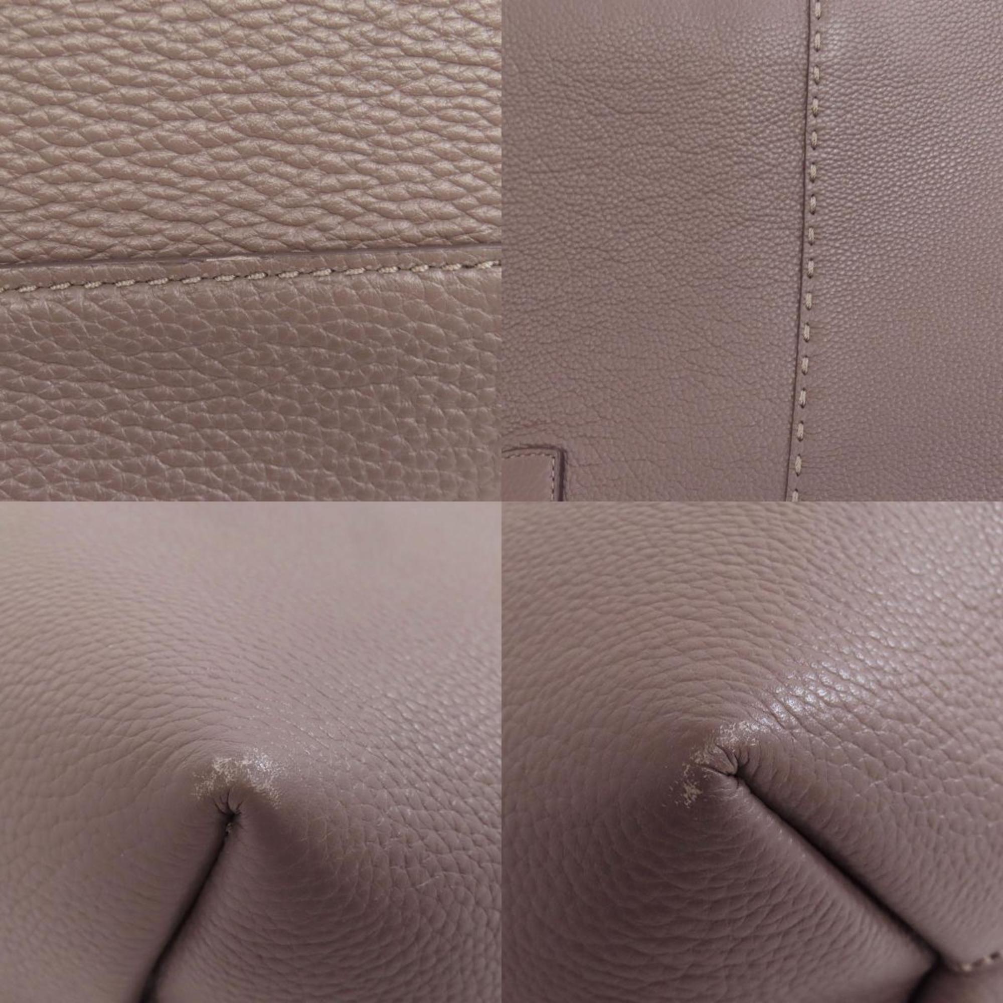 Tory Burch Gray Leather Tote Bag (Pre-Owned)