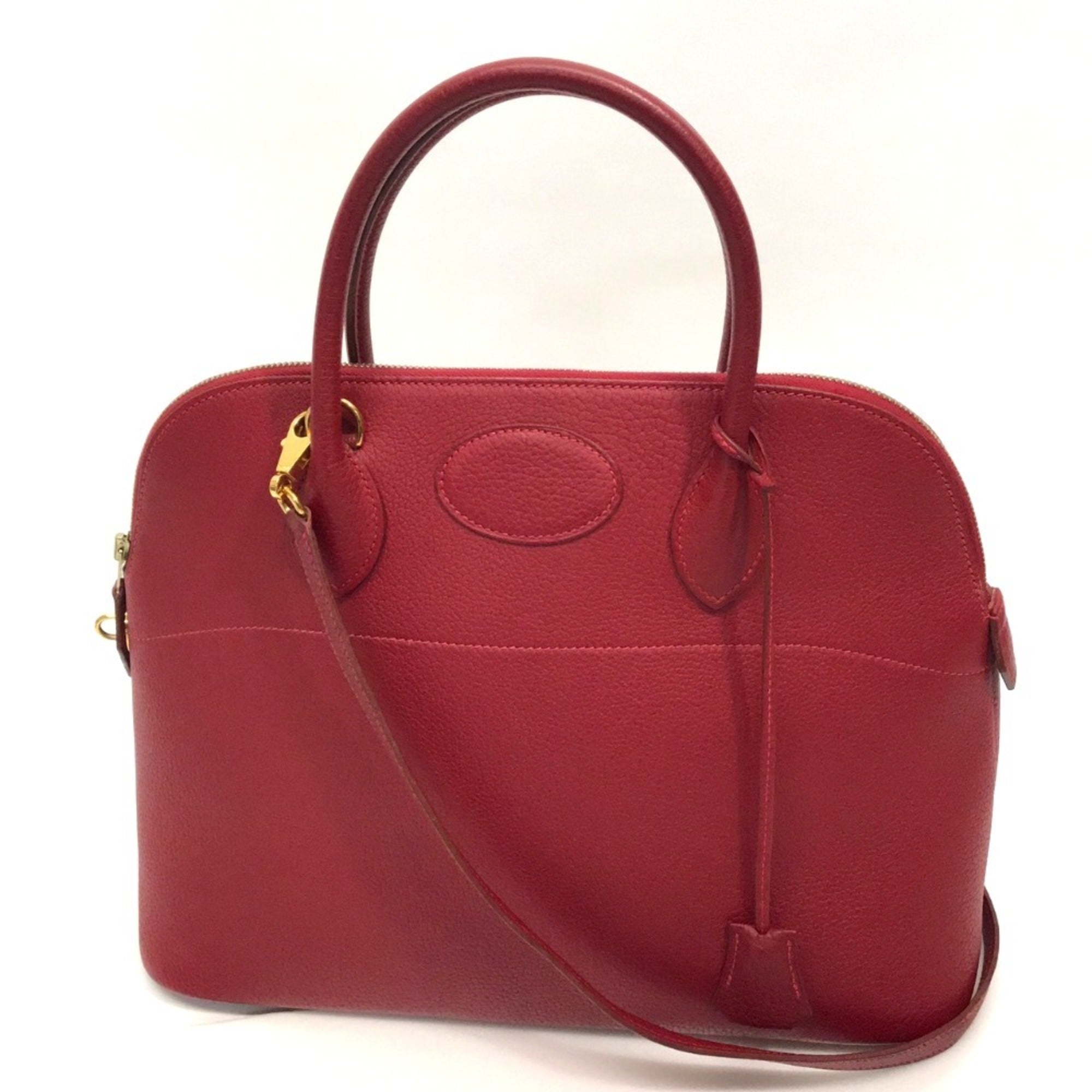 Hermes Bolide Red Color Rouge Vif Fjord Leather Handbag Shoulder Bag (Pre-Owned)