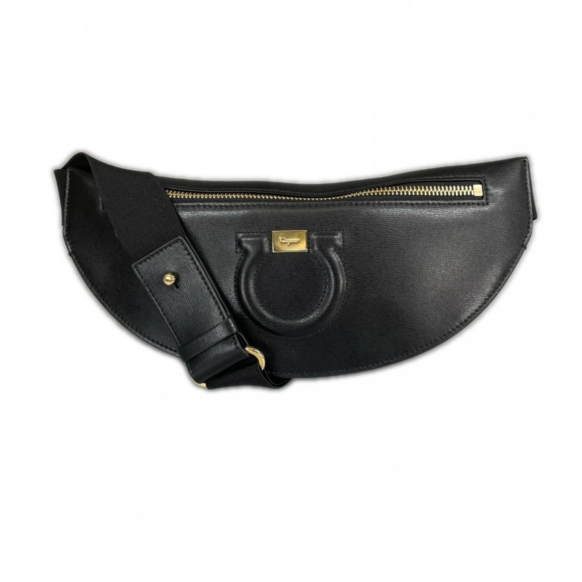 Salvatore Ferragamo Black White Leather Sling Bag (Pre-Owned)