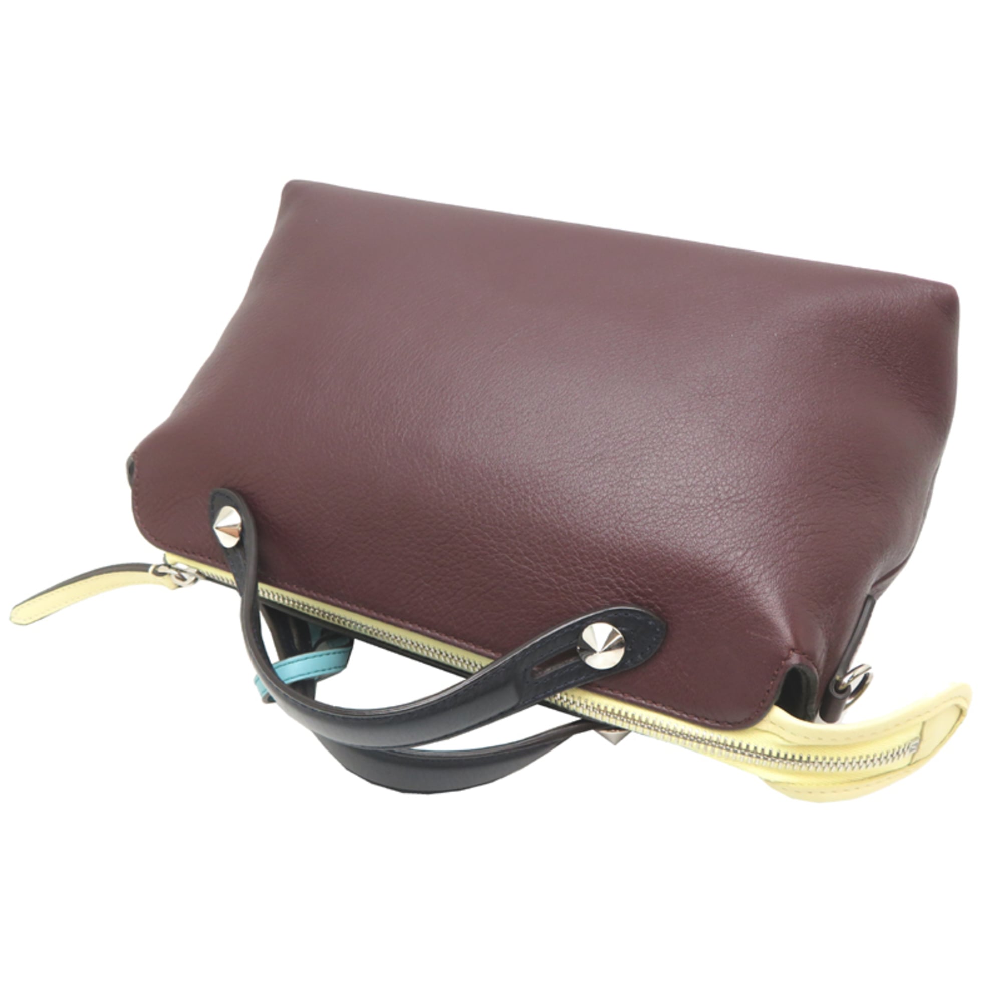 Fendi Black Bordeaux Yellow Leather Handbag (Pre-Owned)