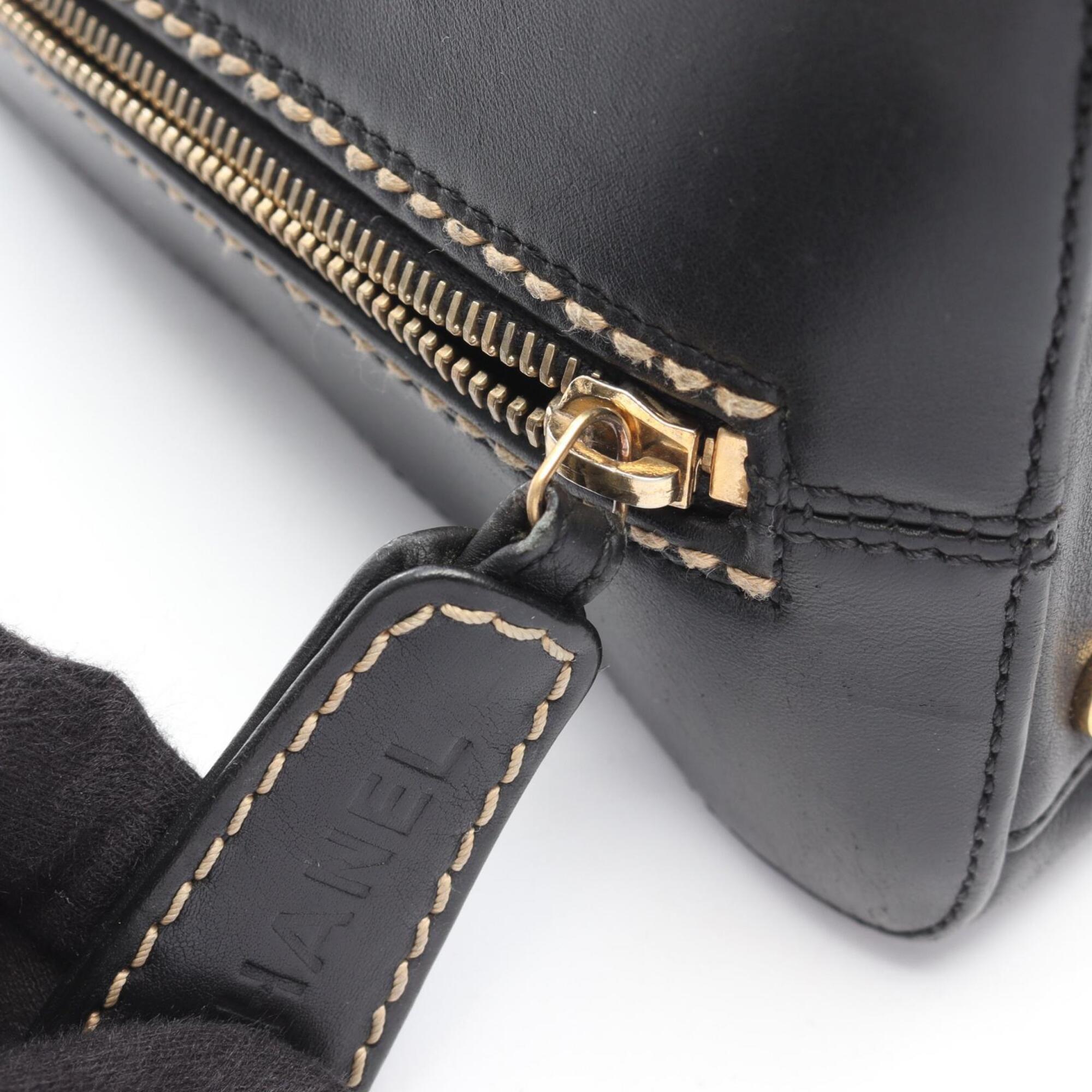 Chanel Wild Stitch Black Leather Handbag (Pre-Owned)