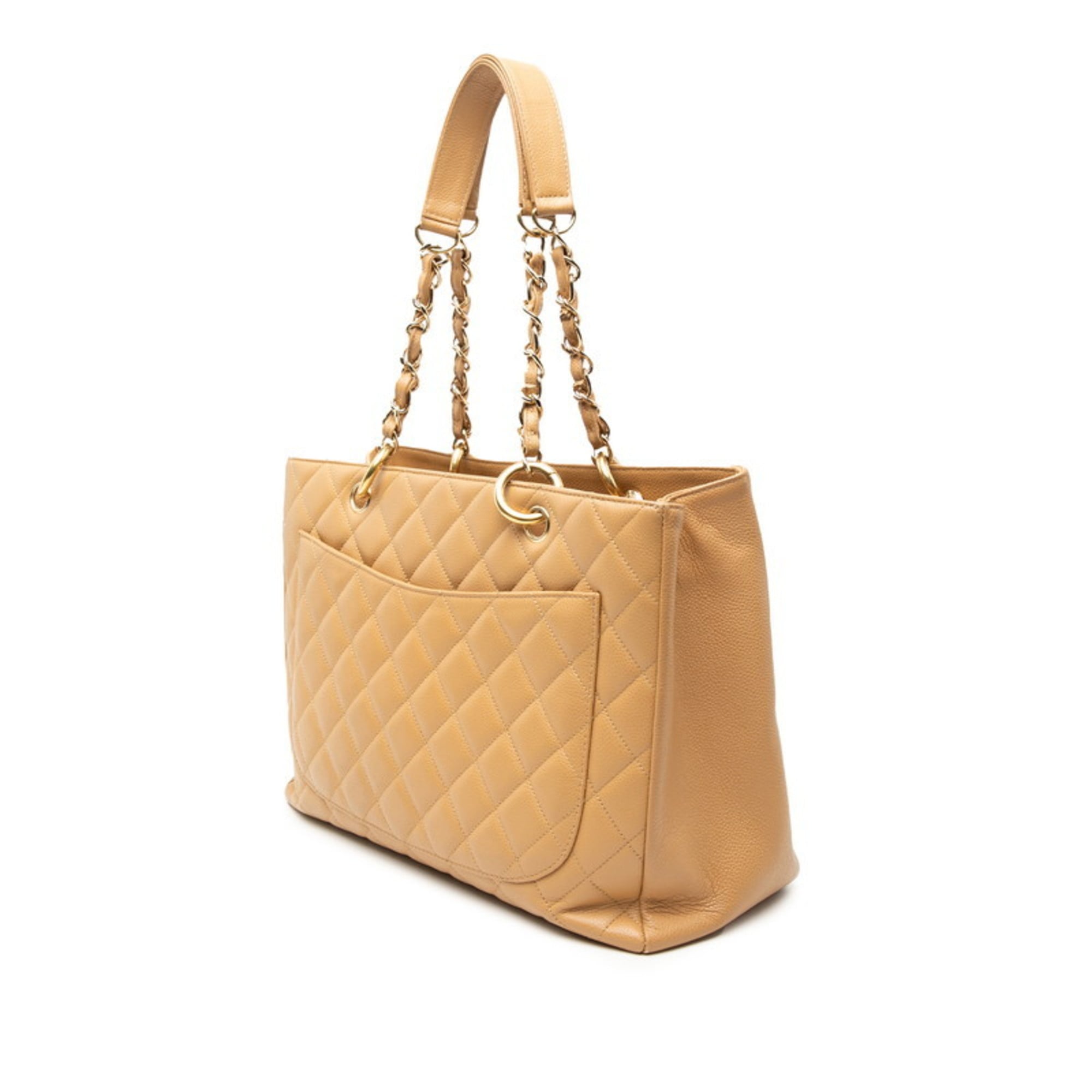 Chanel Matelasse Beige Grained Calfskin Tote Bag (Pre-Owned)