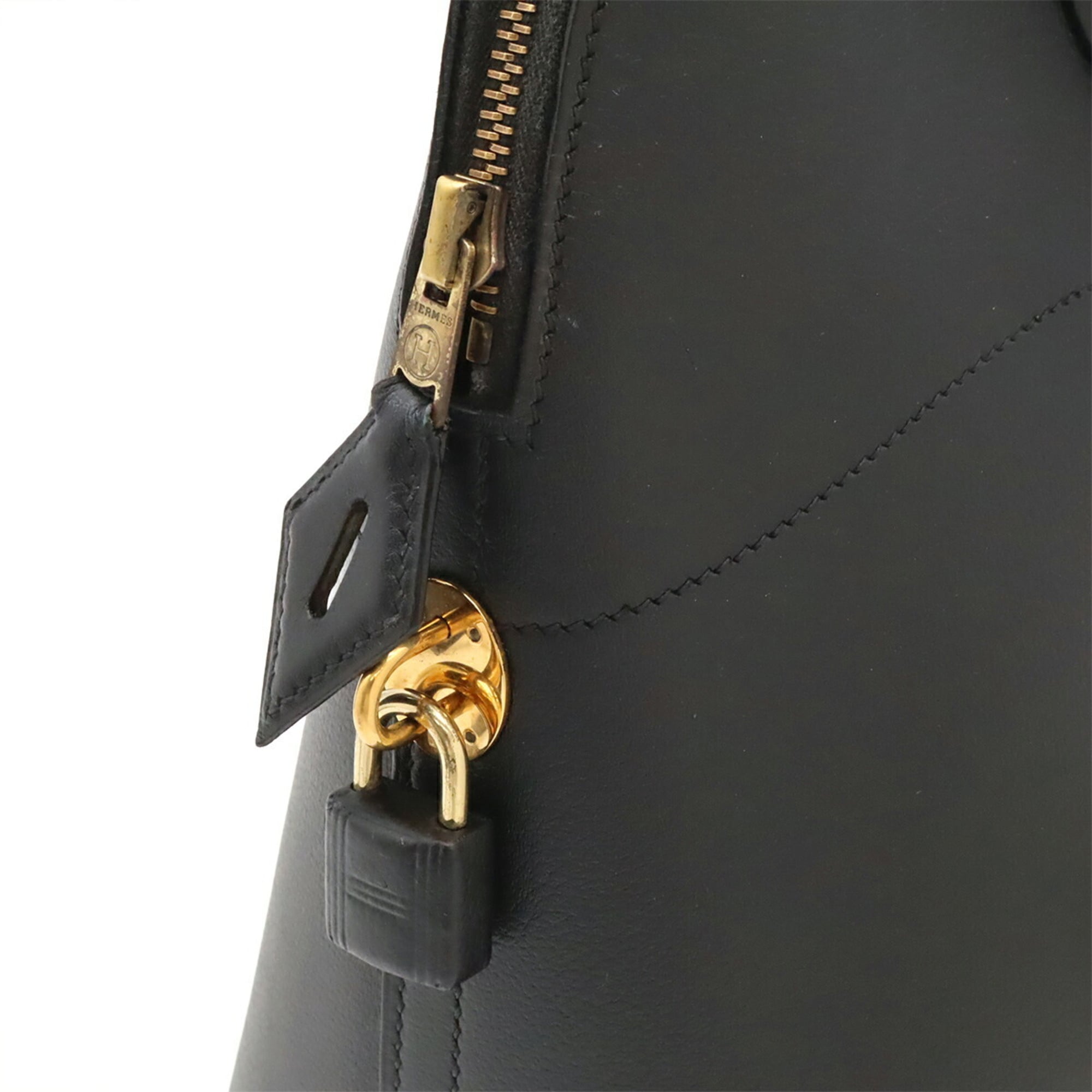 Hermes Black Leather Handbag Shoulder Bag Tote Bag (Pre-Owned)
