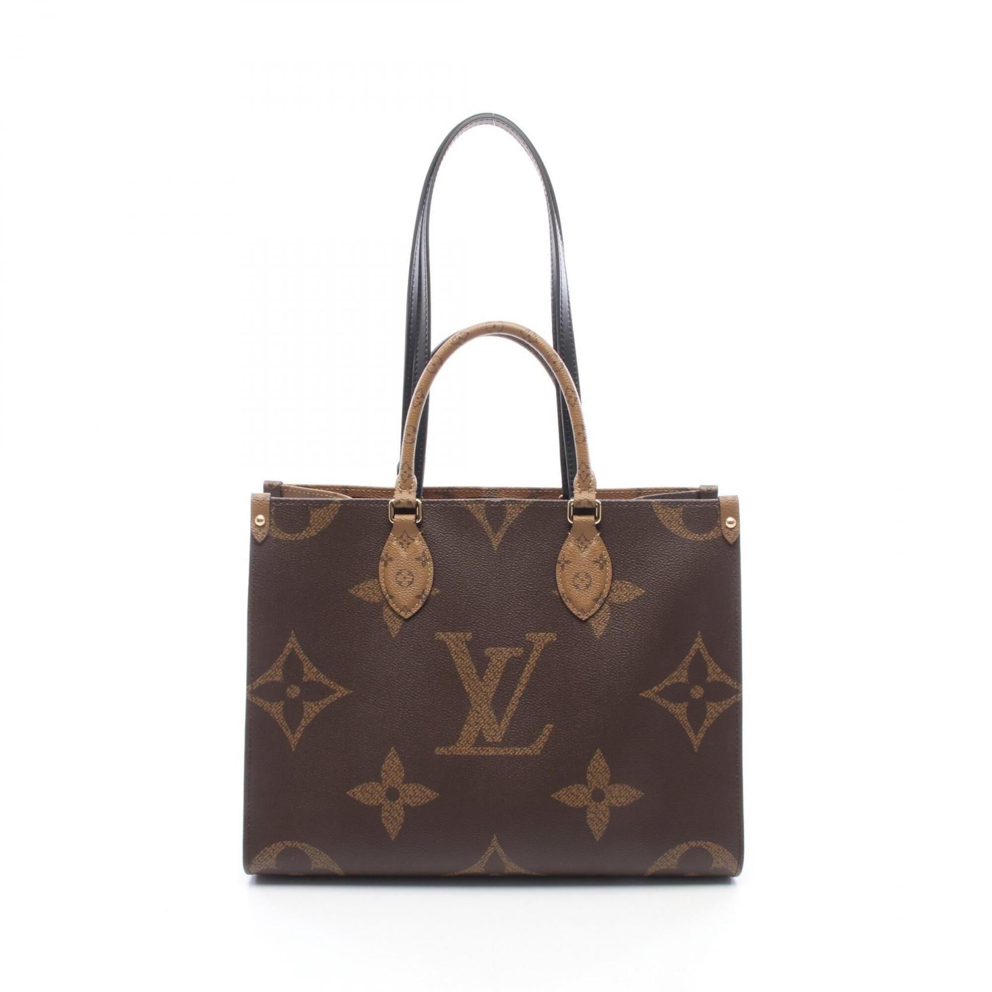 Louis Vuitton Beige Brown Monogram Coated Canvas Leather Handbag Tote Bag (Pre-Owned)