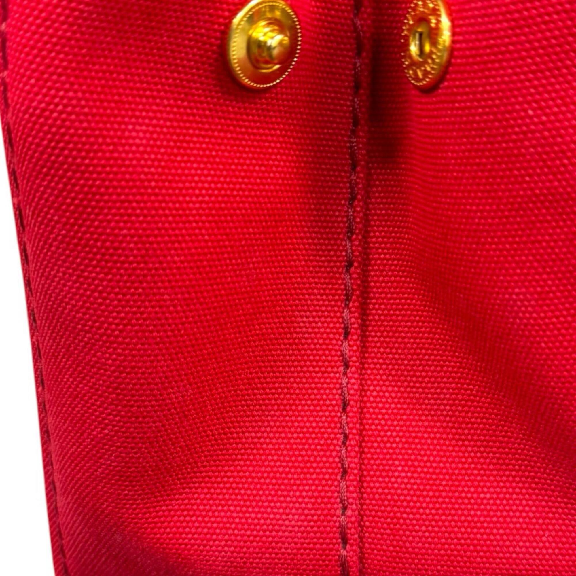 Prada Red Color Canvas Shoulder Bag (Pre-Owned)