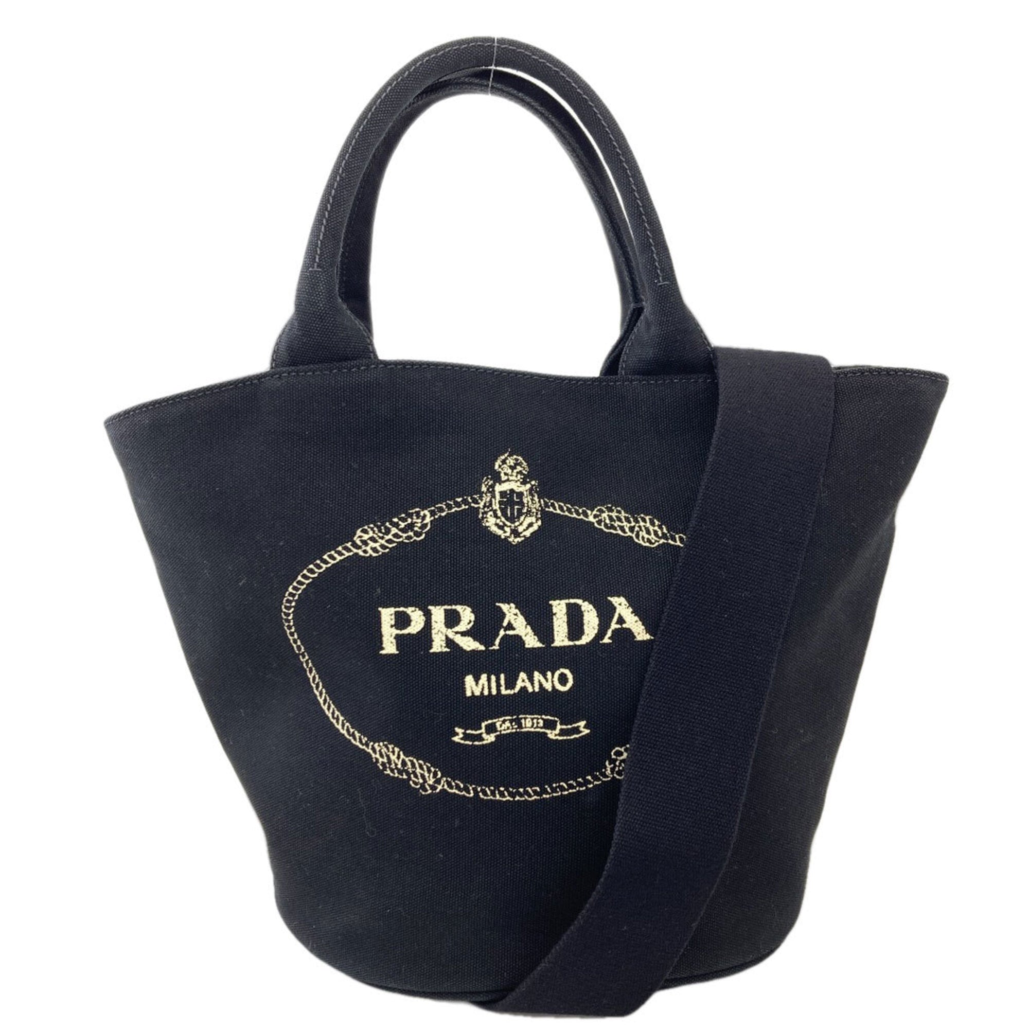 Prada Black Canapa Pouch Tote Bag (Pre-Owned)