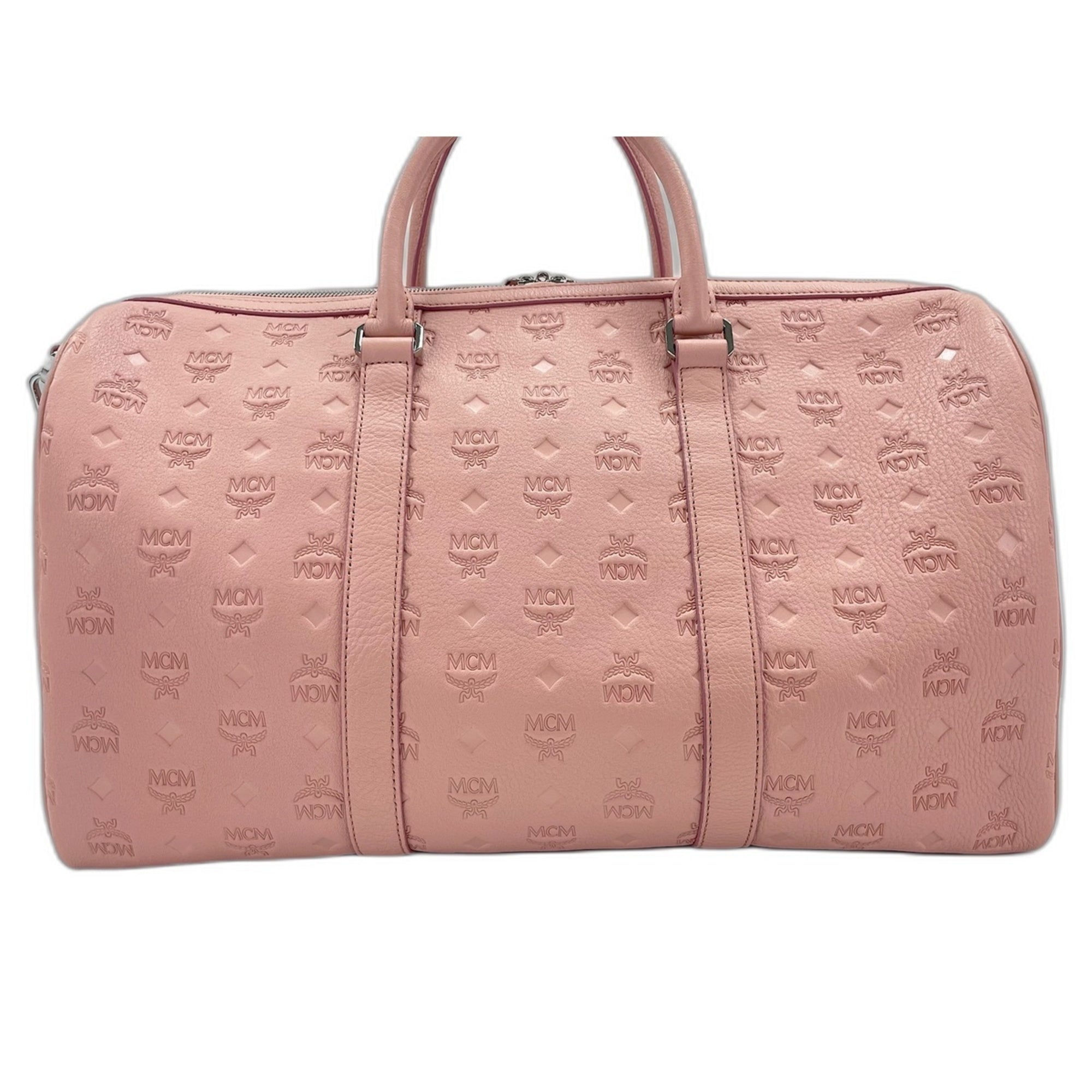 Mcm Pink Leather Boston Bag Weekend Bag (Pre-Owned)