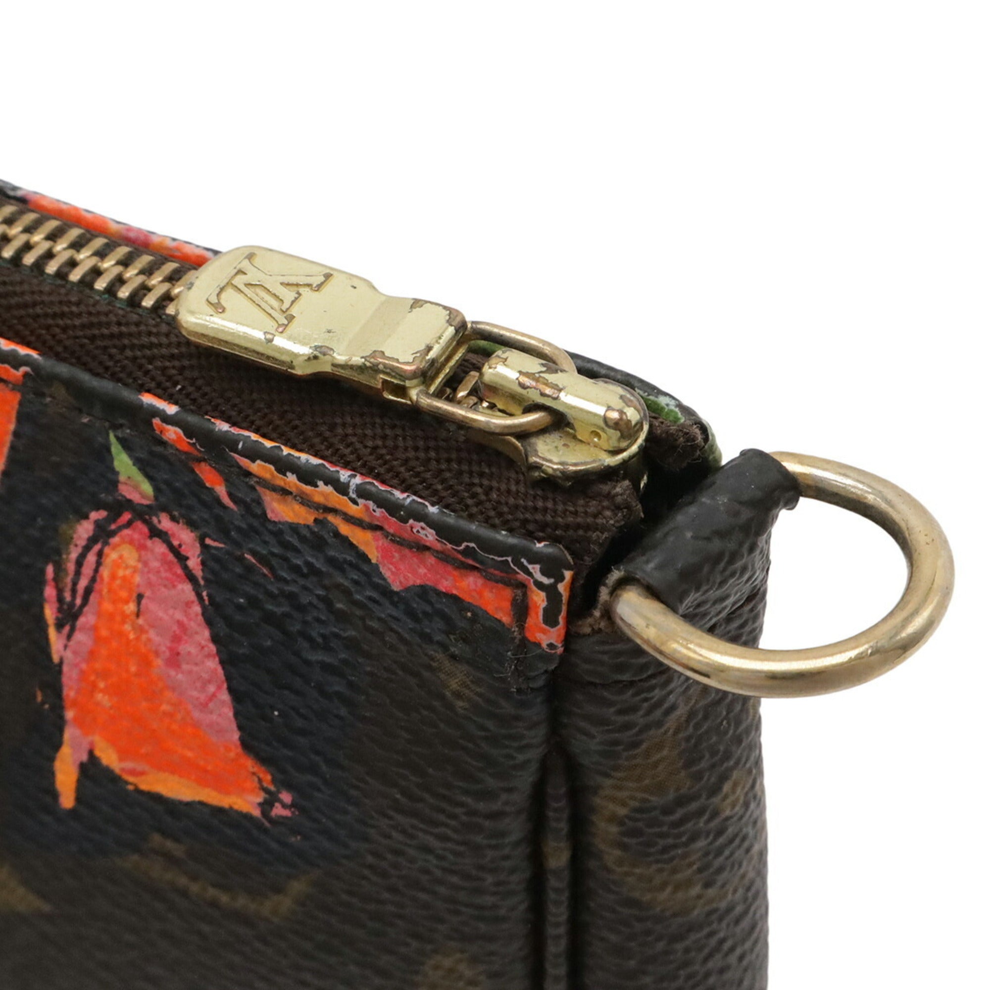 Louis Vuitton Brown Orange Monogram Rose Handbag Pochette Pouch (Pre-Owned)
