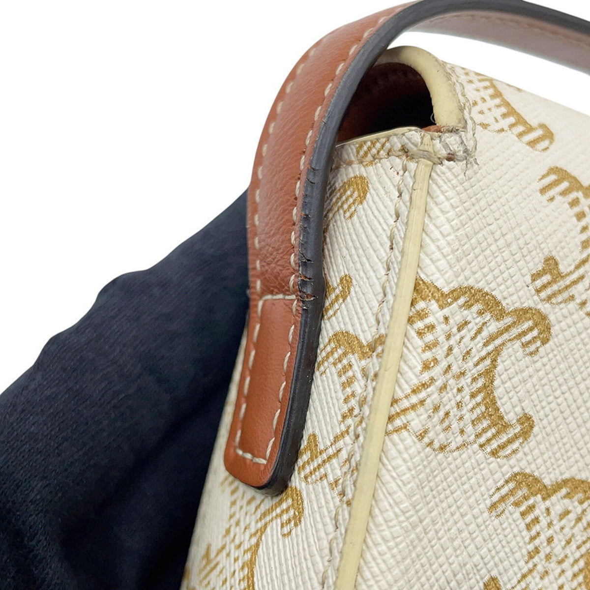Celine Brown White Pvc Leather Shoulder Bag (Pre-Owned)