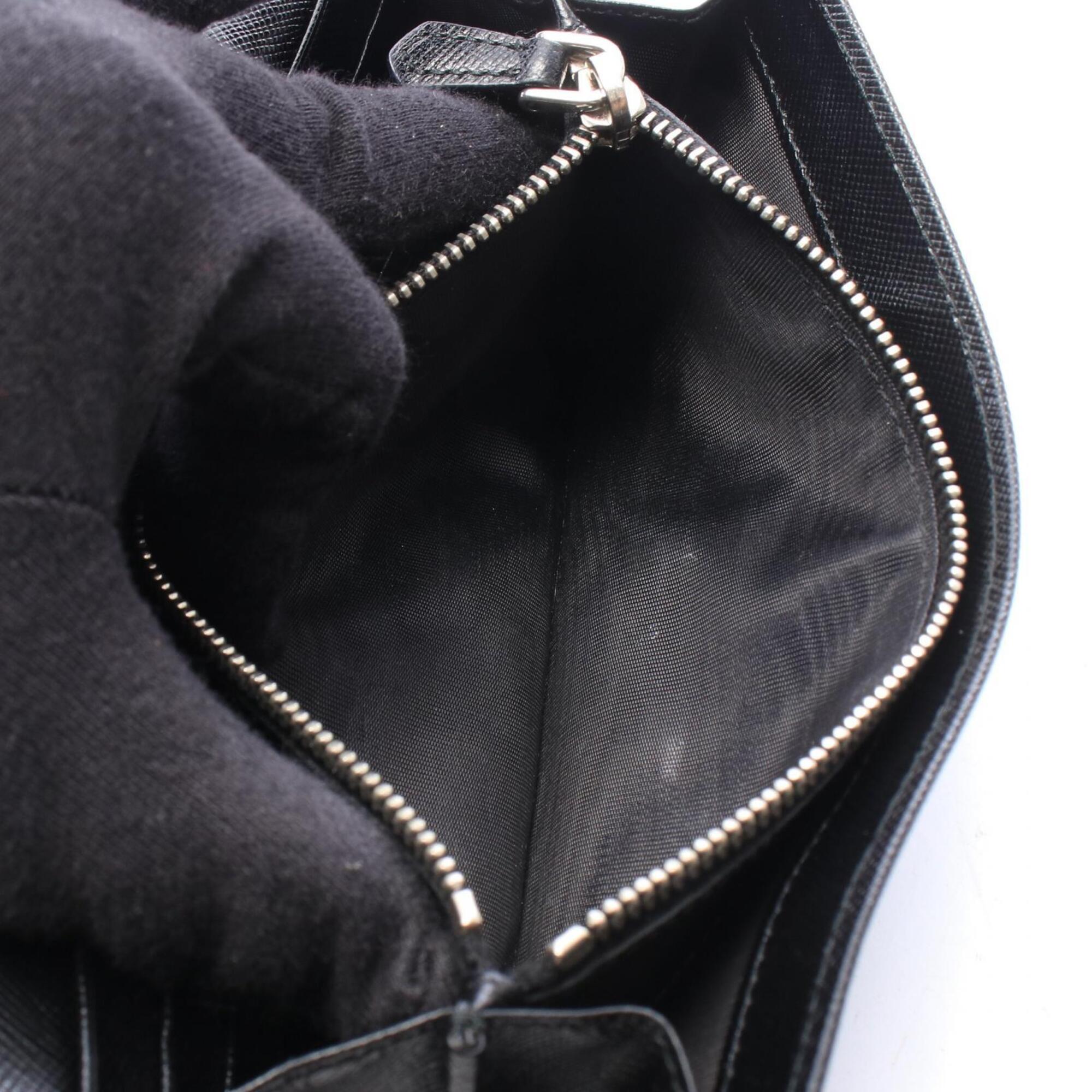 Prada Black Nylon Leather Long Wallet (Bi-Fold) (Pre-Owned)
