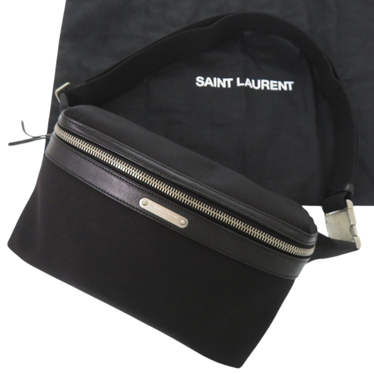 Yves Saint Laurent Black Cotton Leather Fanny Pack (Pre-Owned)