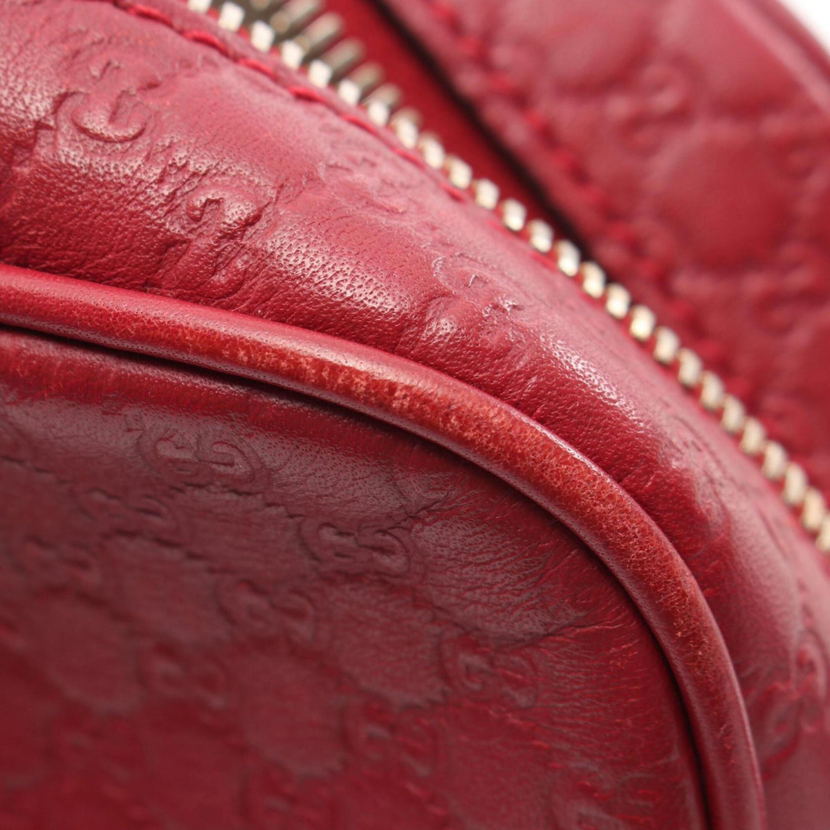 Gucci Red Color Leather Handbag Shoulder Bag (Pre-Owned)