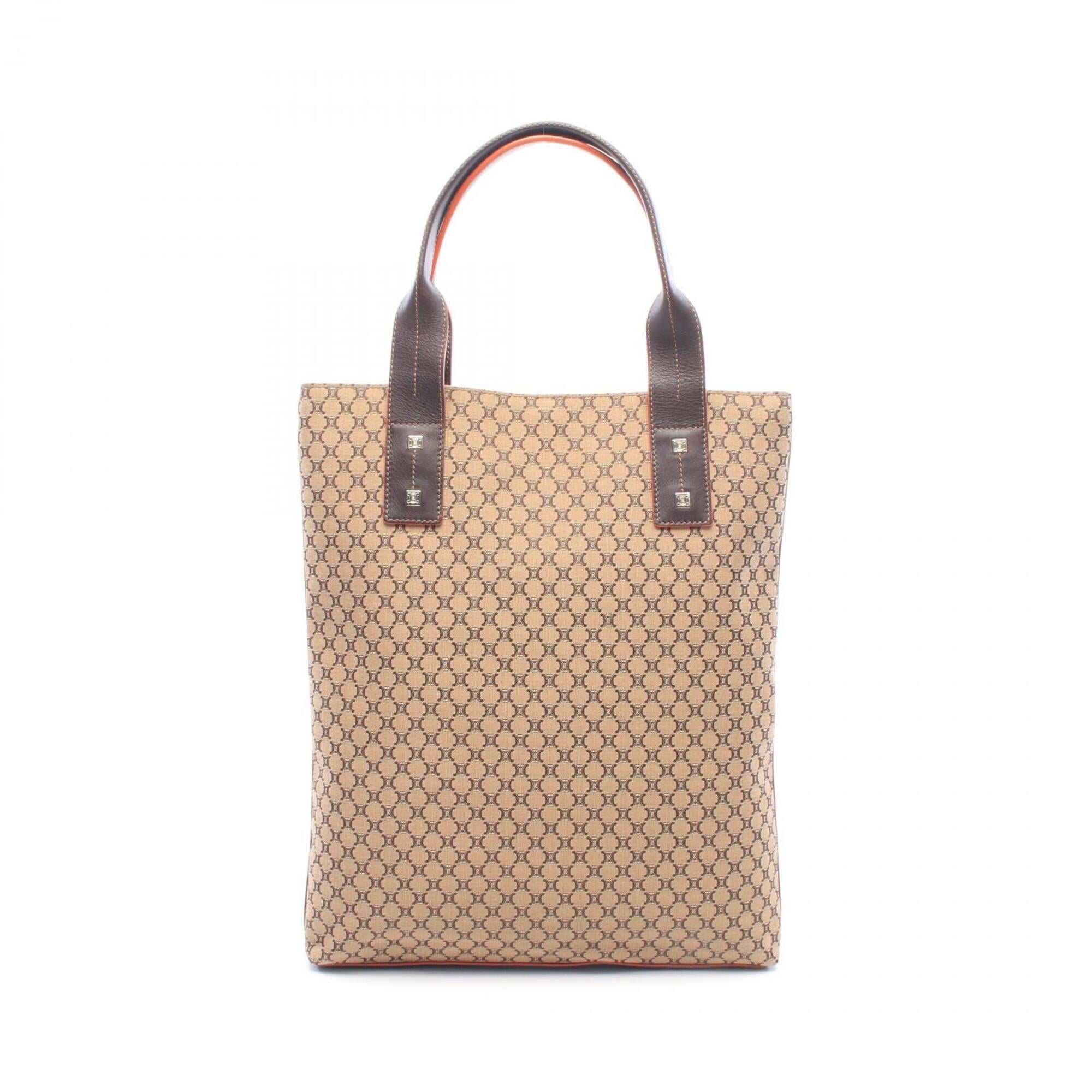 Celine Beige Brown Canvas Leather Handbag Tote Bag (Pre-Owned)