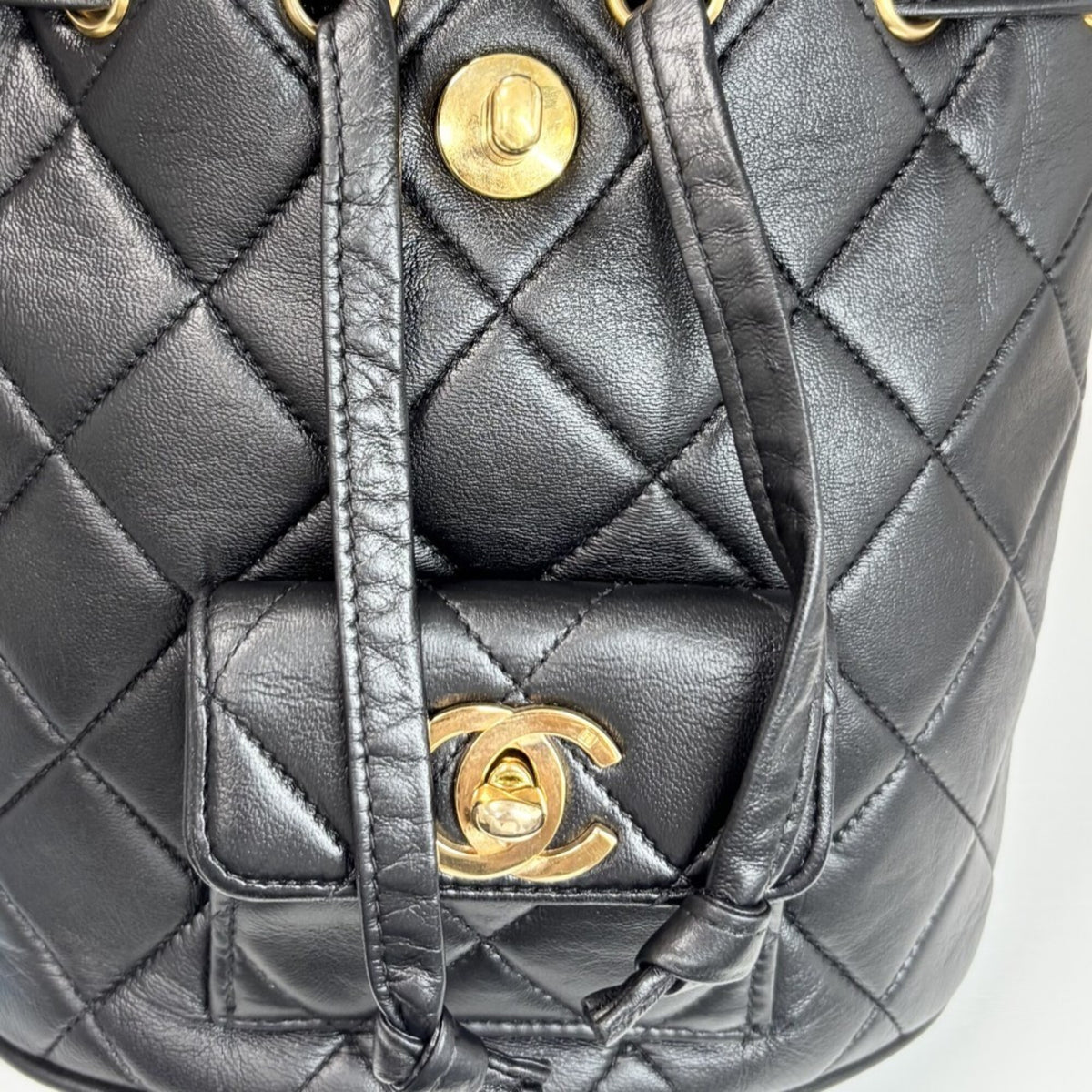 Chanel Matelasse Black Leather Backpack (Pre-Owned)